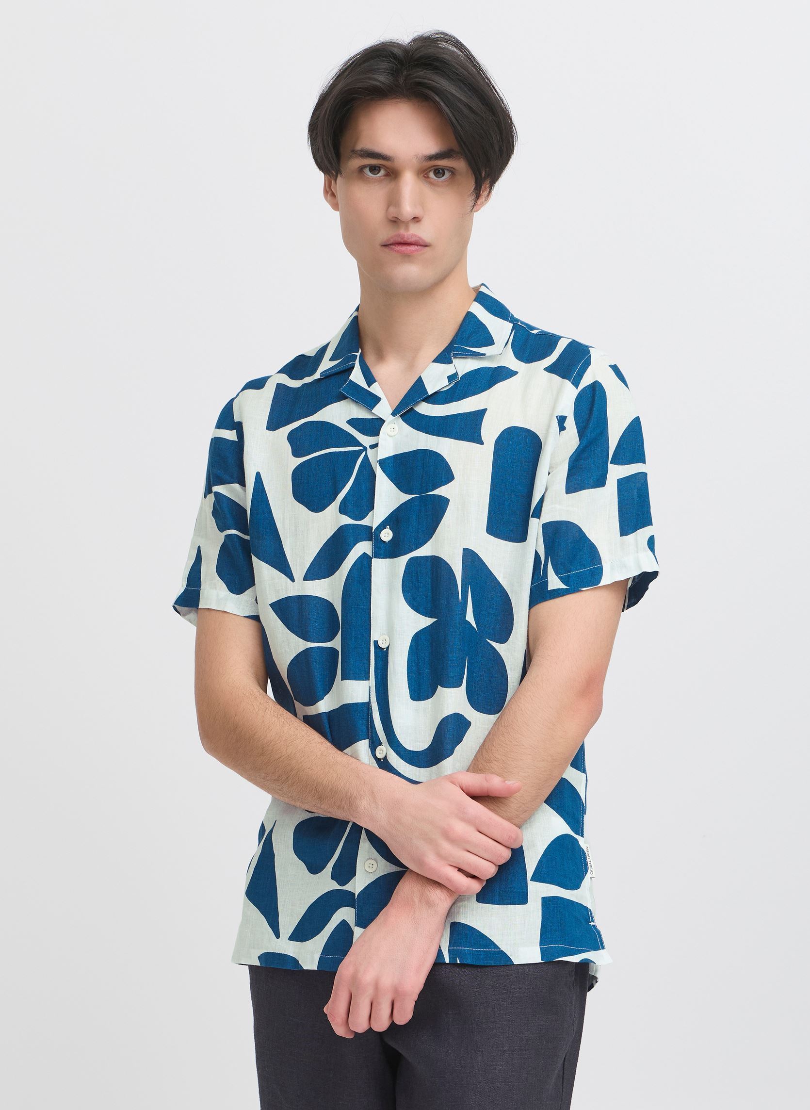 Chemises CFWESTON SS RC printet linen shirt homme bleu Casual Friday Chemises CFWESTON SS RC printet linen shirt homme bleu ESTATE BLUE