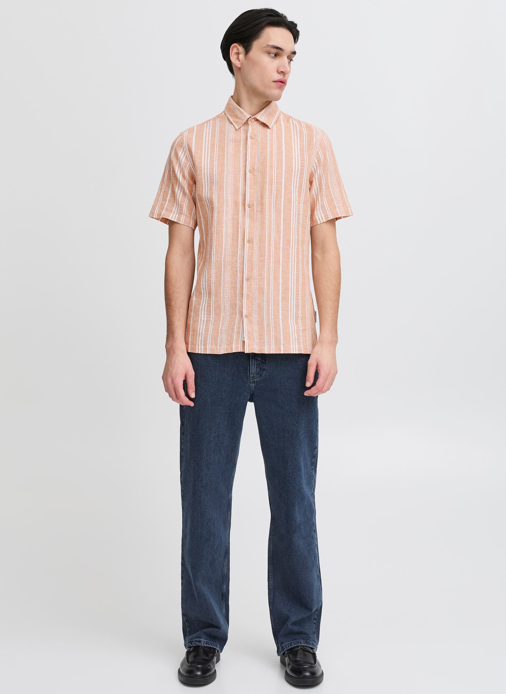Chemises CFLINCON SS striped shirt homme orange Casual Friday Chemises CFLINCON SS striped shirt homme orange DOE