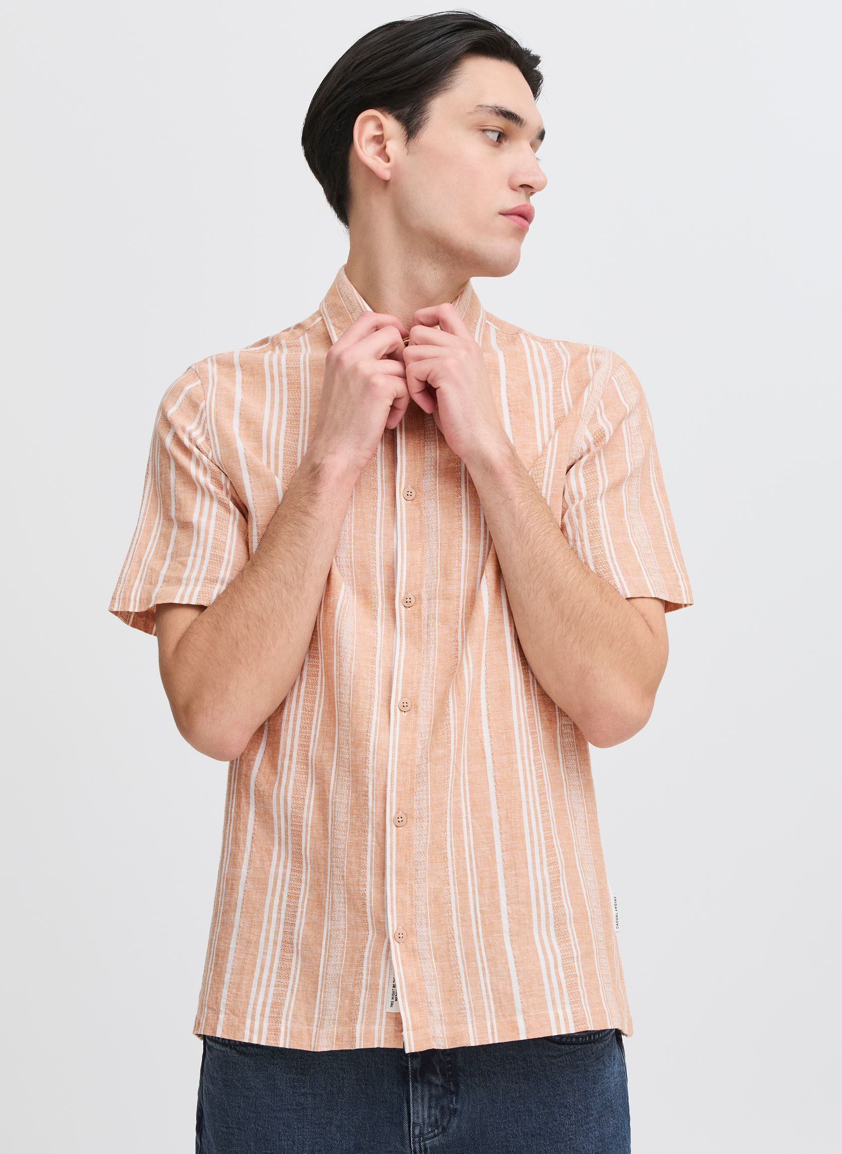 Chemises CFLINCON SS striped shirt homme orange Casual Friday Chemises CFLINCON SS striped shirt homme orange DOE