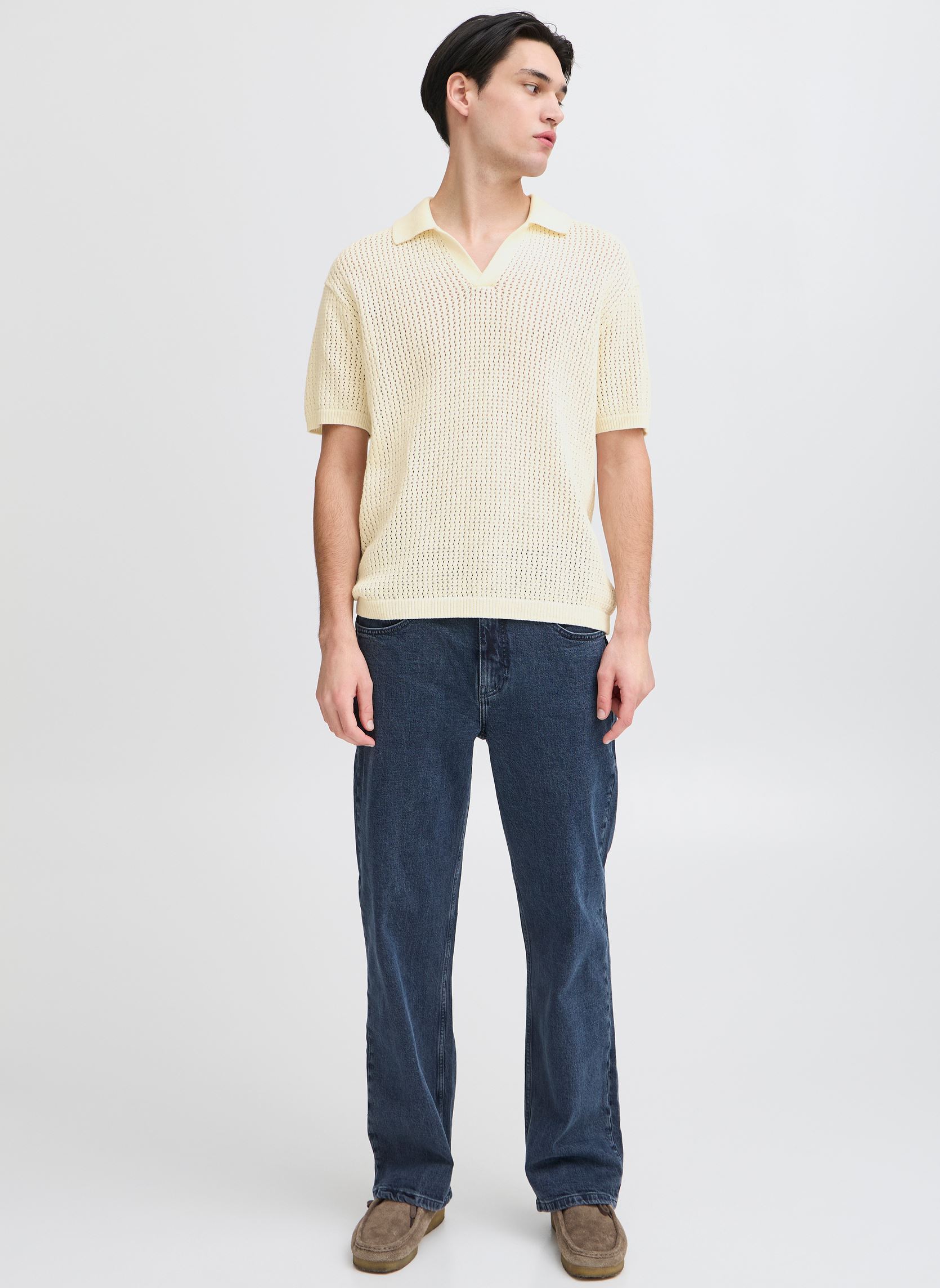 Pulls CFEASTON SS structured polo knit homme blanc Casual Friday Pulls CFEASTON SS structured polo knit homme blanc EGRET
