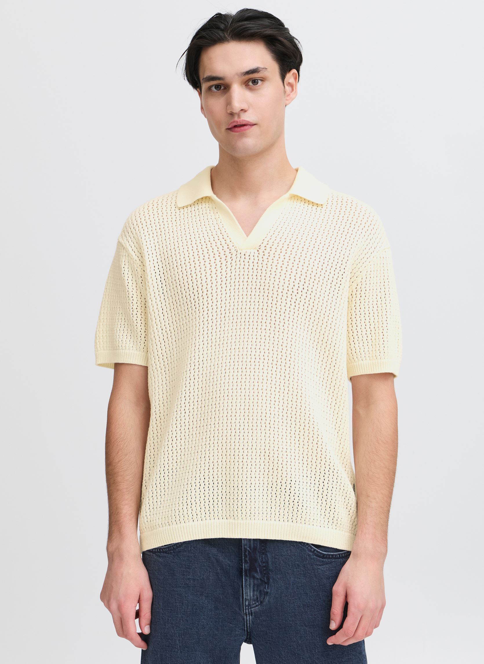 Pulls CFEASTON SS structured polo knit homme blanc Casual Friday Pulls CFEASTON SS structured polo knit homme blanc EGRET