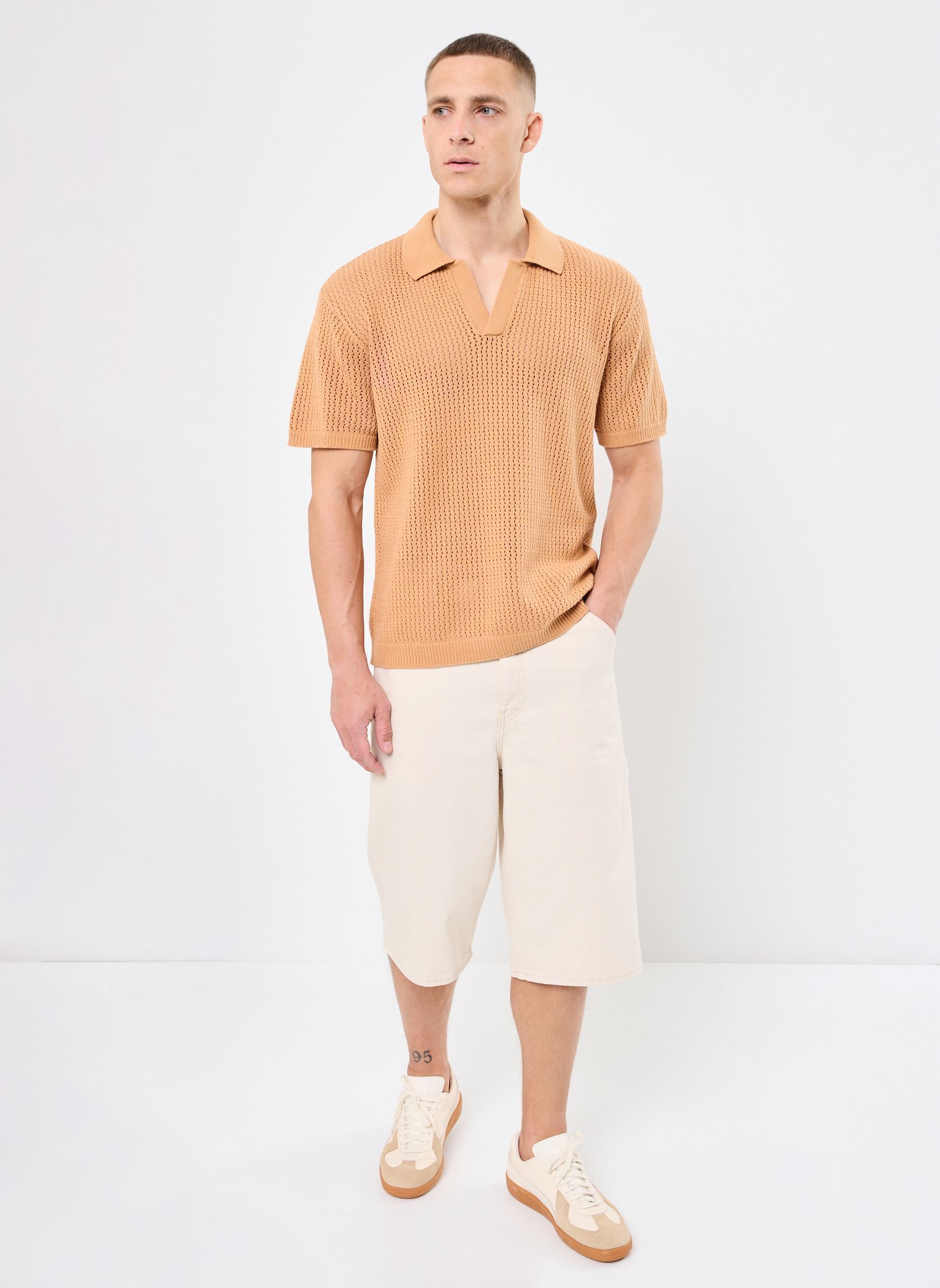 Pulls CFEASTON SS structured polo knit homme orange Casual Friday Pulls CFEASTON SS structured polo knit homme orange DOE