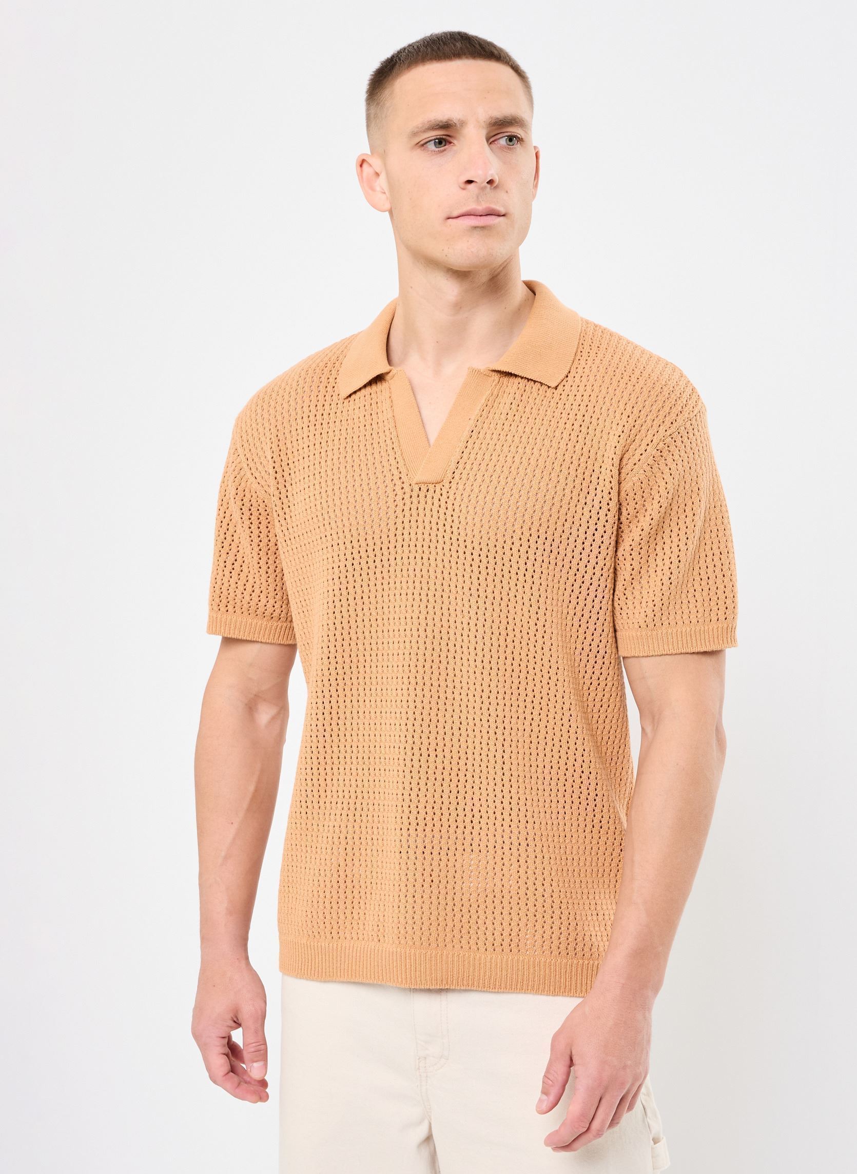 Pulls CFEASTON SS structured polo knit homme orange Casual Friday Pulls CFEASTON SS structured polo knit homme orange DOE