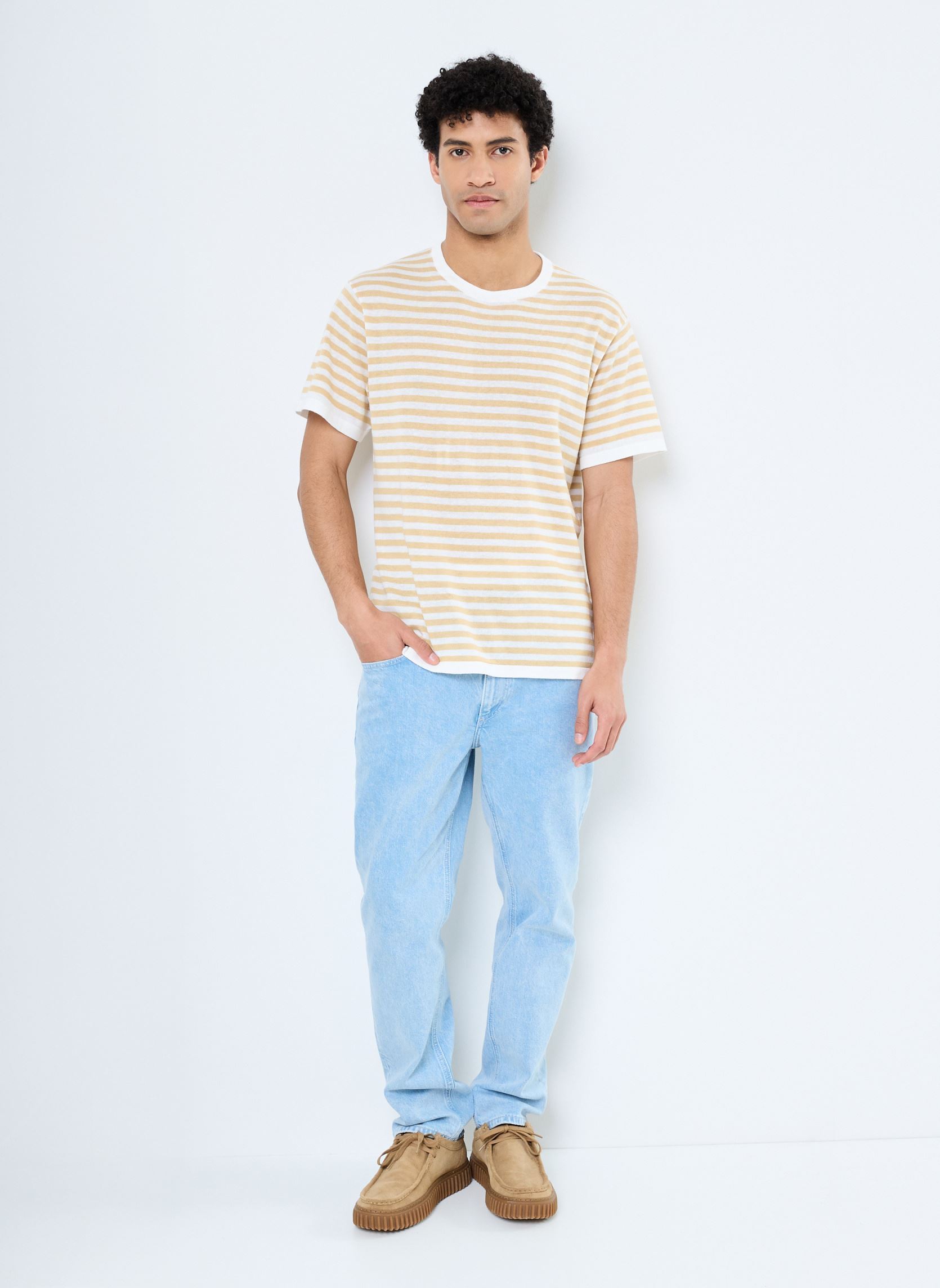 Kurzarm-T-Shirts SDOLSEN herren beige SOLID Kurzarm-T-Shirts SDOLSEN herren beige CURDS & WHEY