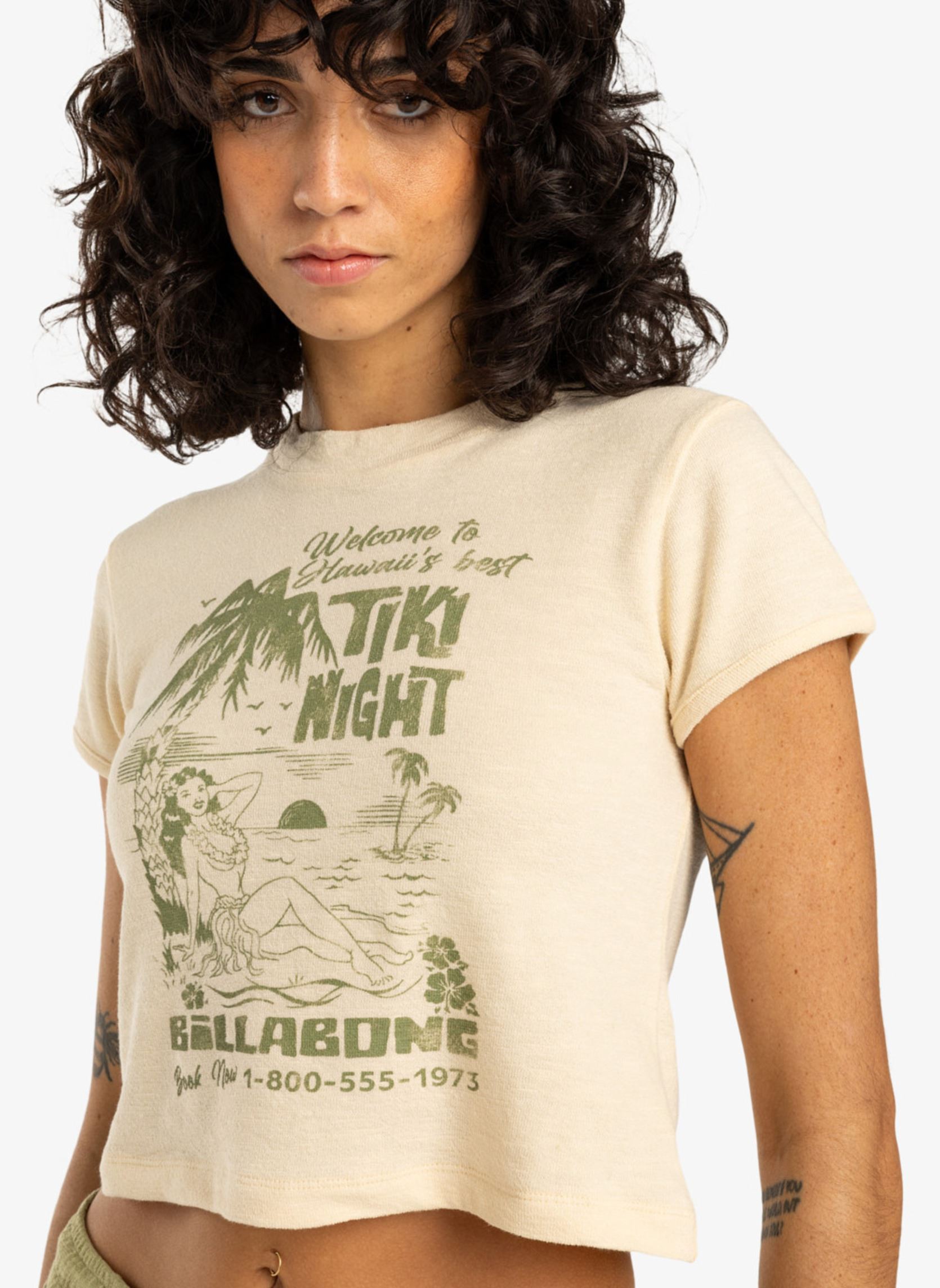 Tee-shirts manches courtes Baby Tee femme beige Billabong Tee-shirts manches courtes Baby Tee femme beige WHITECAP