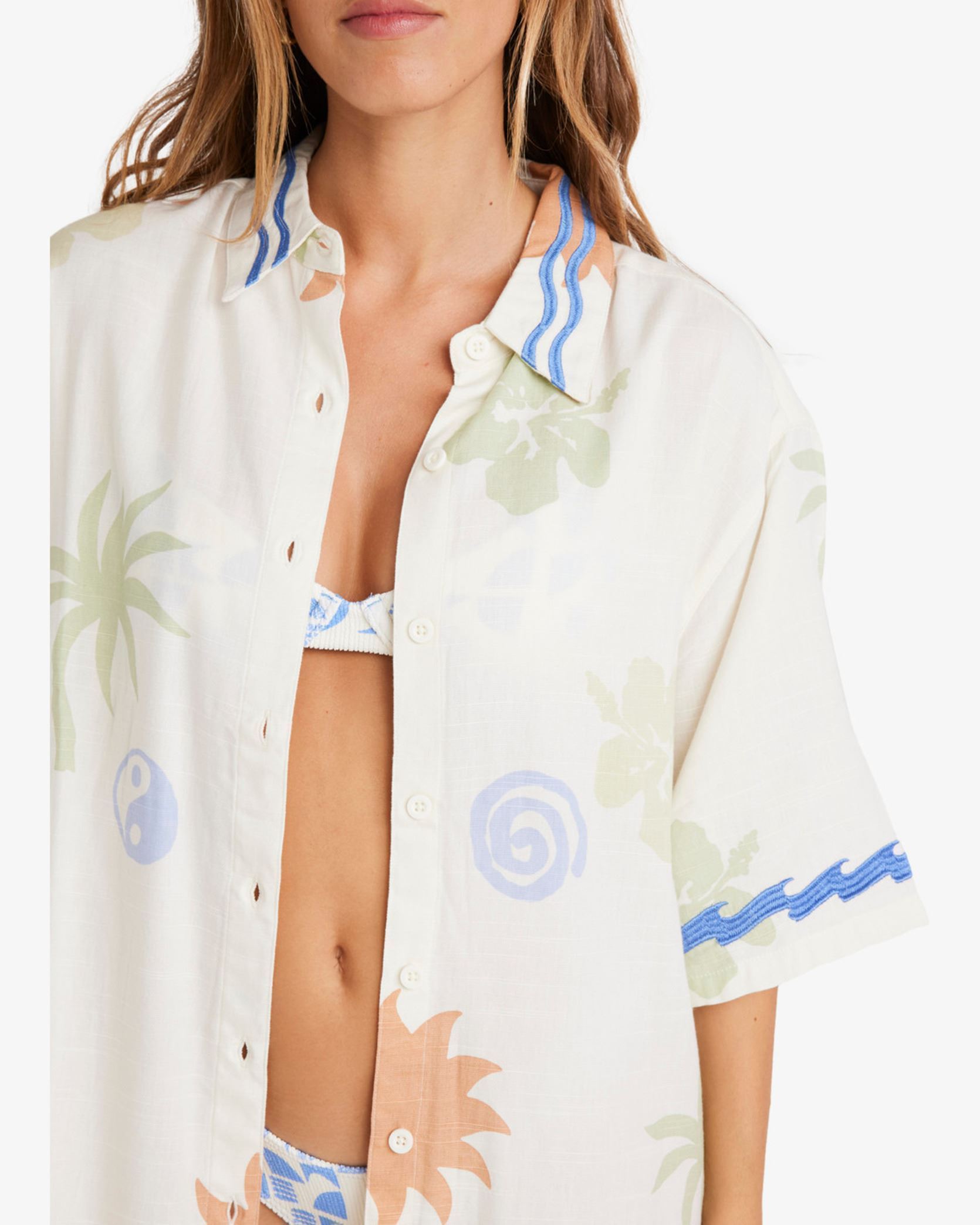 Kurzarm-Hemden Sun Symbol damen weiß Billabong Kurzarm-Hemden Sun Symbol damen weiß MULTI
