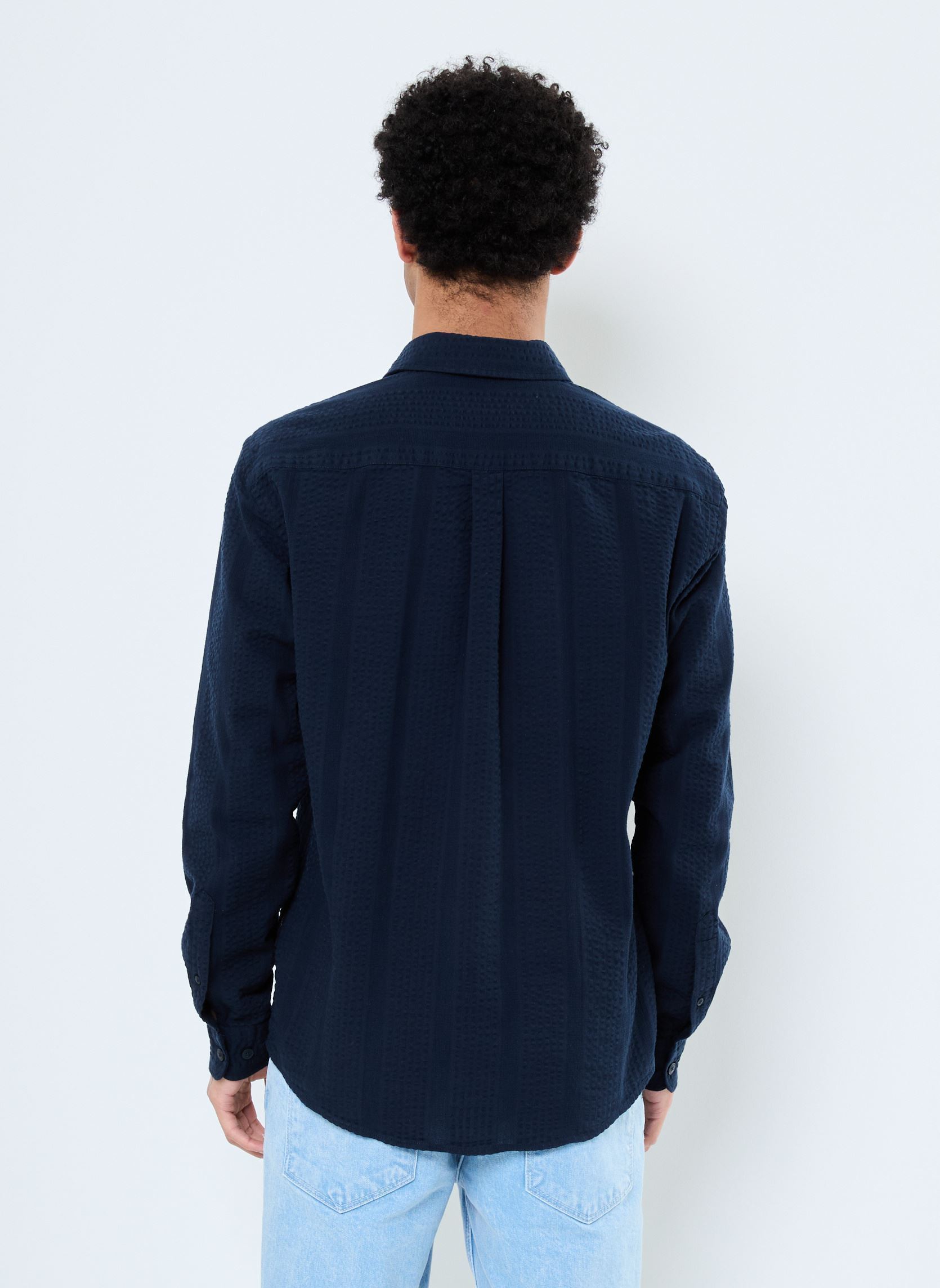 Chemises CFTHOM LS seersucker shirt homme bleu Casual Friday Chemises CFTHOM LS seersucker shirt homme bleu DARK NAVY