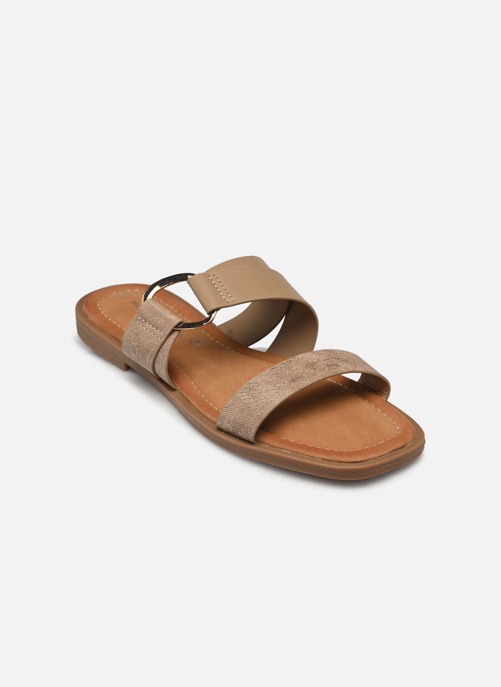 Pantoletten und Clogs TDF5218 damen beige Divine Factory Pantoletten und Clogs TDF5218 damen beige Taupe