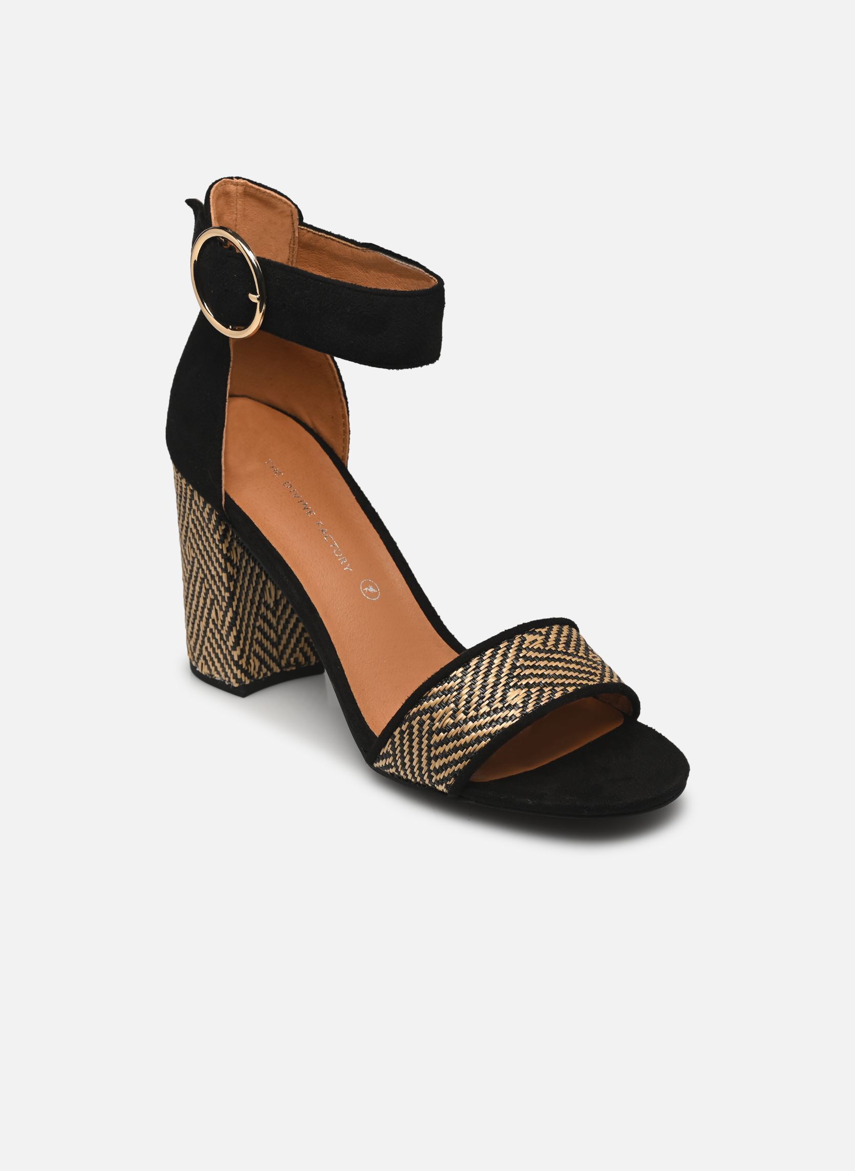 Sandalen QL4323 damen schwarz Divine Factory Sandalen QL4323 damen schwarz Noir