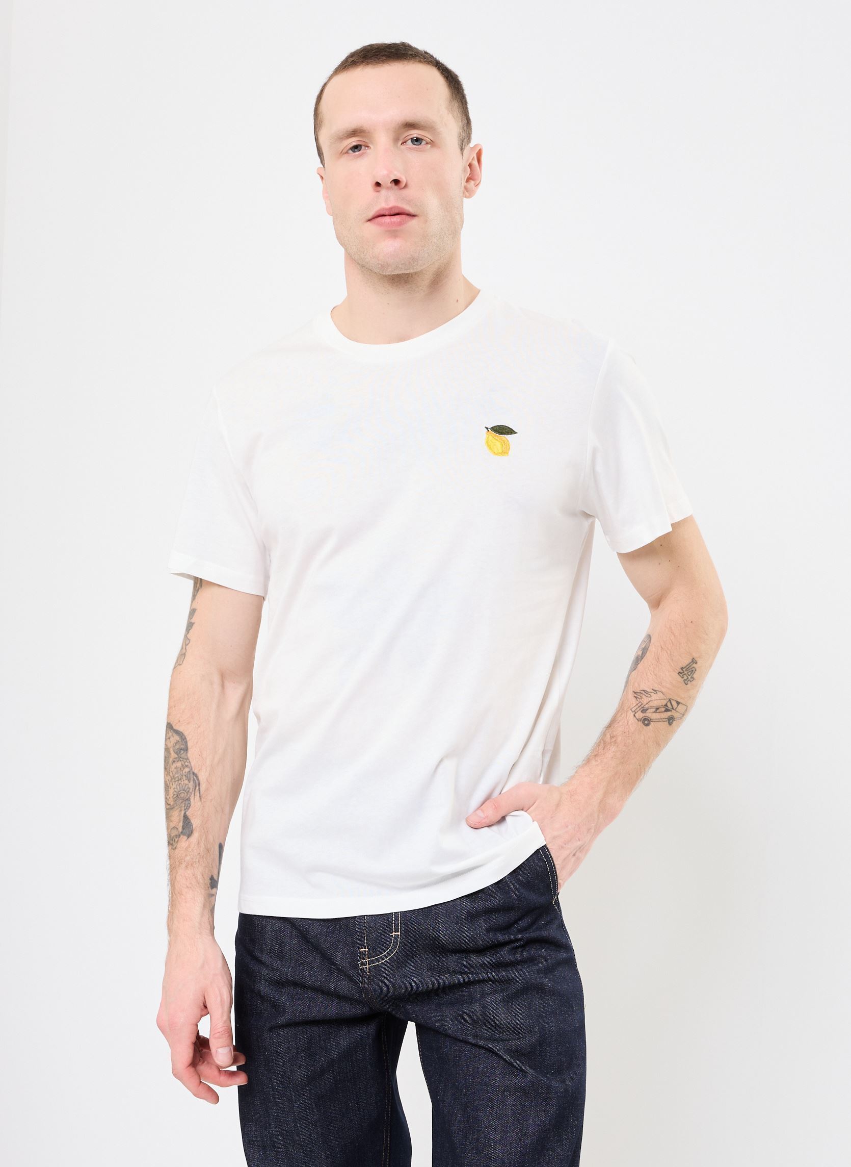 Style3 T-shirt Uomo Basic – Maglietta Manica Corta In Puro Cotone, Stampa Vintage, Bianco