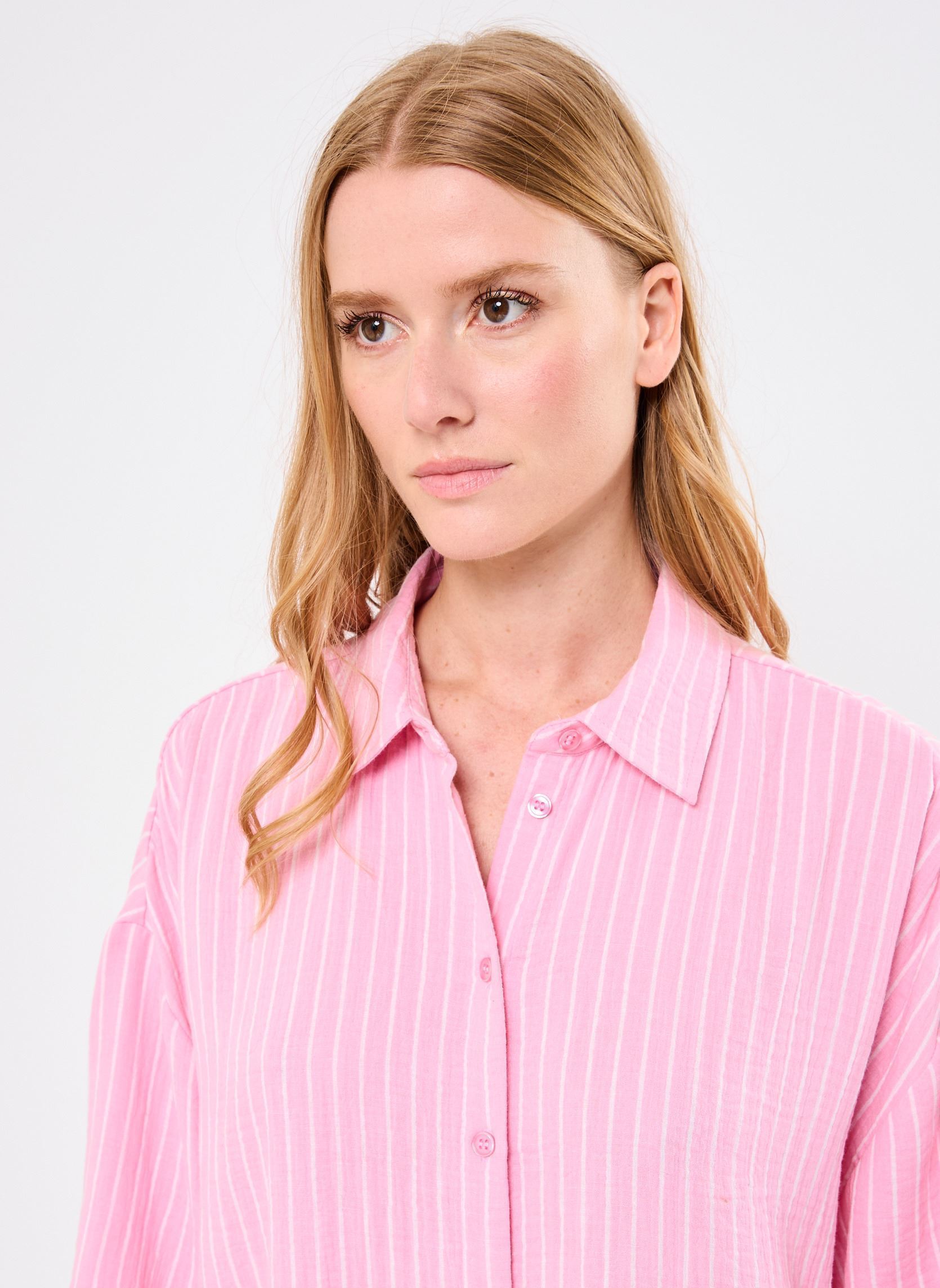 Overhemdjurken RICHKA rayures dames roze MADE BY Overhemdjurken RICHKA rayures dames roze IMP_RAYURE PRINT ECRU_ROSE