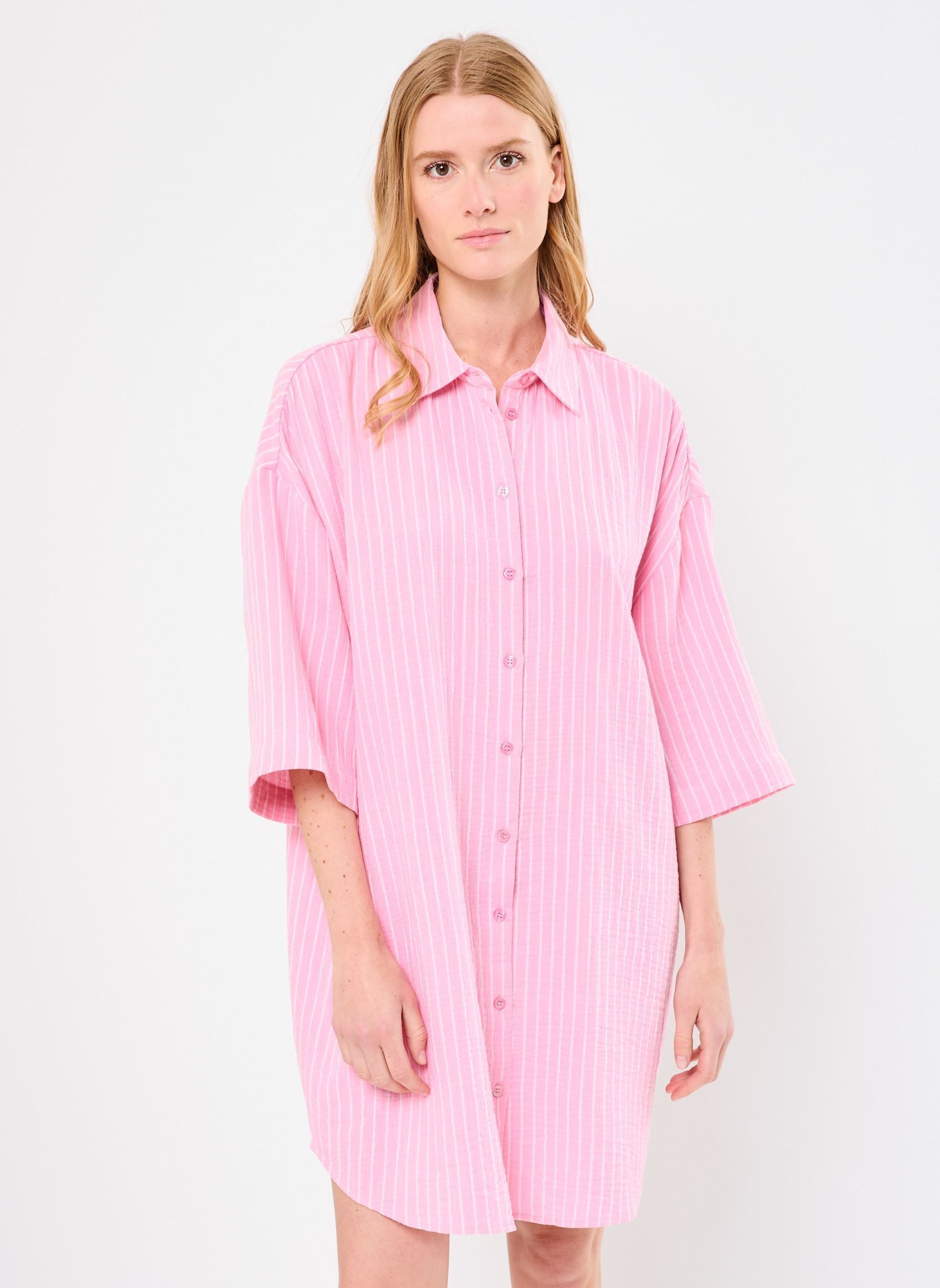 Overhemdjurken RICHKA rayures dames roze MADE BY Overhemdjurken RICHKA rayures dames roze IMP_RAYURE PRINT ECRU_ROSE