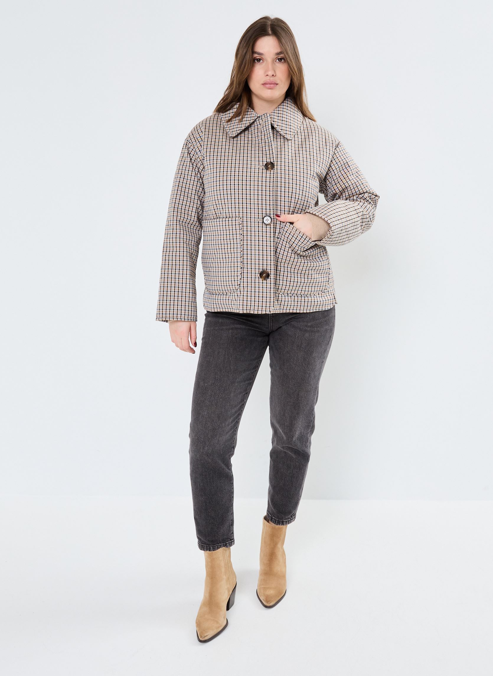 Winterjas CASSIDIE QUILT dames bruin Barbour Winterjas CASSIDIE QUILT dames bruin SKY MICRO CHECK