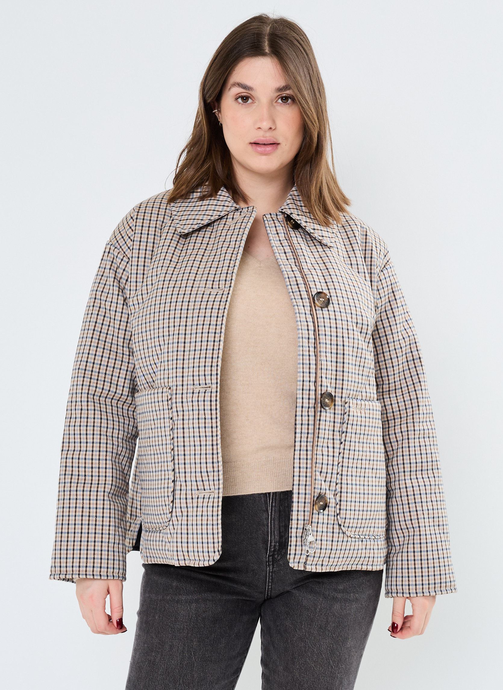 Winterjas CASSIDIE QUILT dames bruin Barbour Winterjas CASSIDIE QUILT dames bruin SKY MICRO CHECK