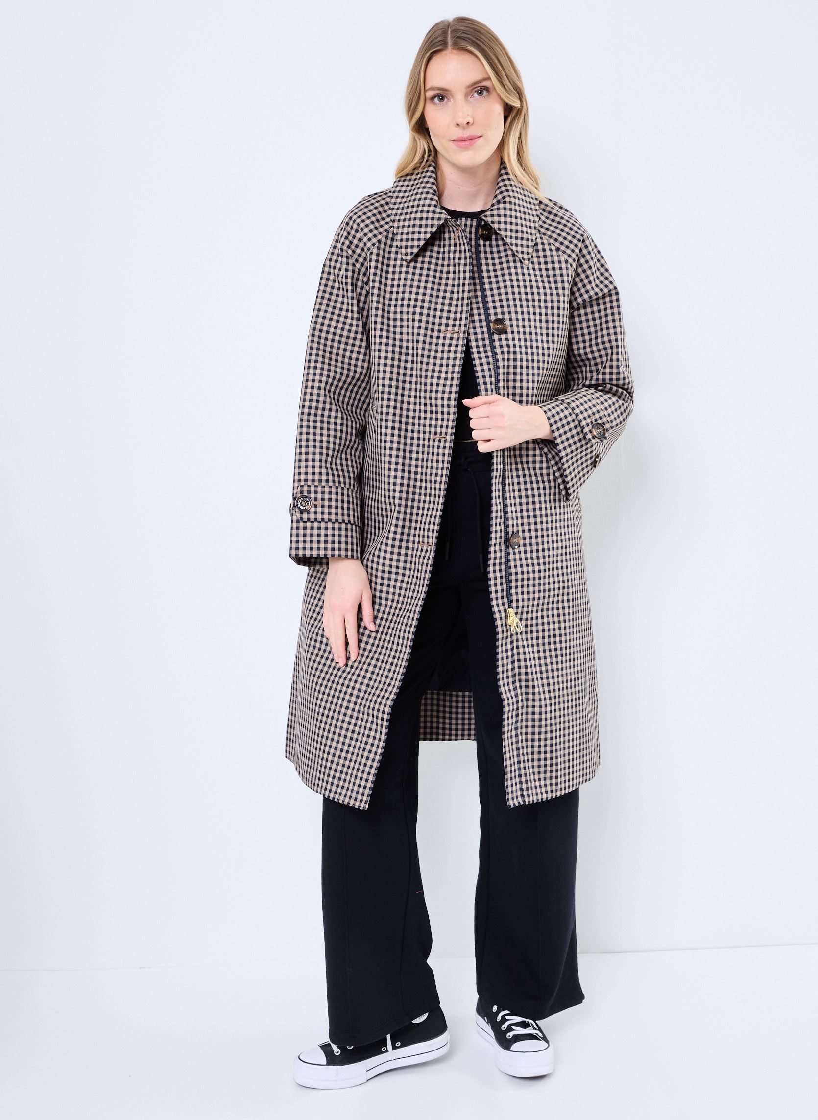Mantels NADINE CHECKED SHOWERPROOF CAR COAT dames bruin Barbour Mantels NADINE CHECKED SHOWERPROOF CAR COAT dames bruin NAVY/LIGHT SAND GINGHAM