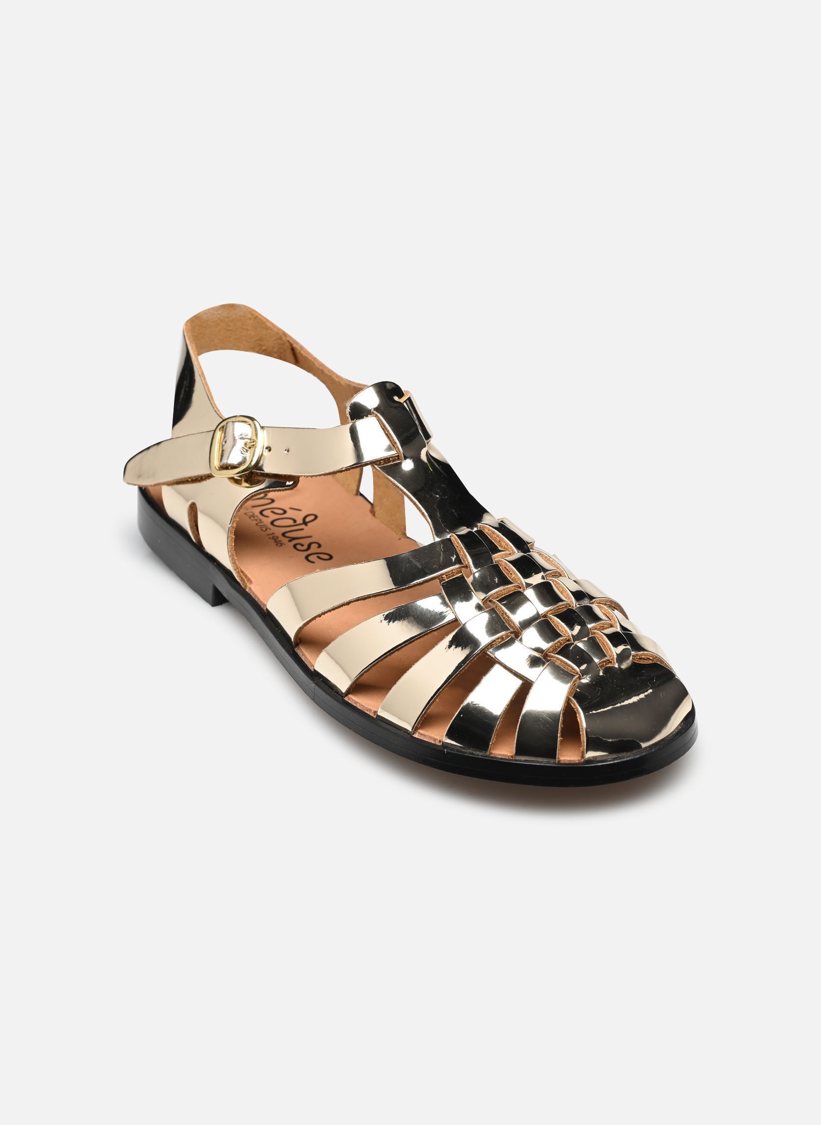 Platte sandalen SUNVILLE dames goud en brons Méduse Platte sandalen SUNVILLE dames goud en brons MIROIR DORE