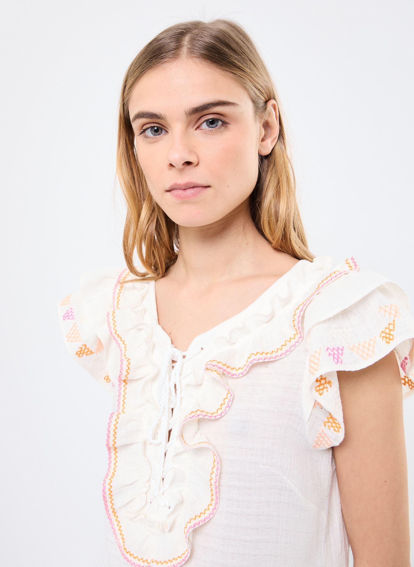 Kurzarm-Blusen Dalyna damen weiß Orféo Kurzarm-Blusen Dalyna damen weiß Ecru