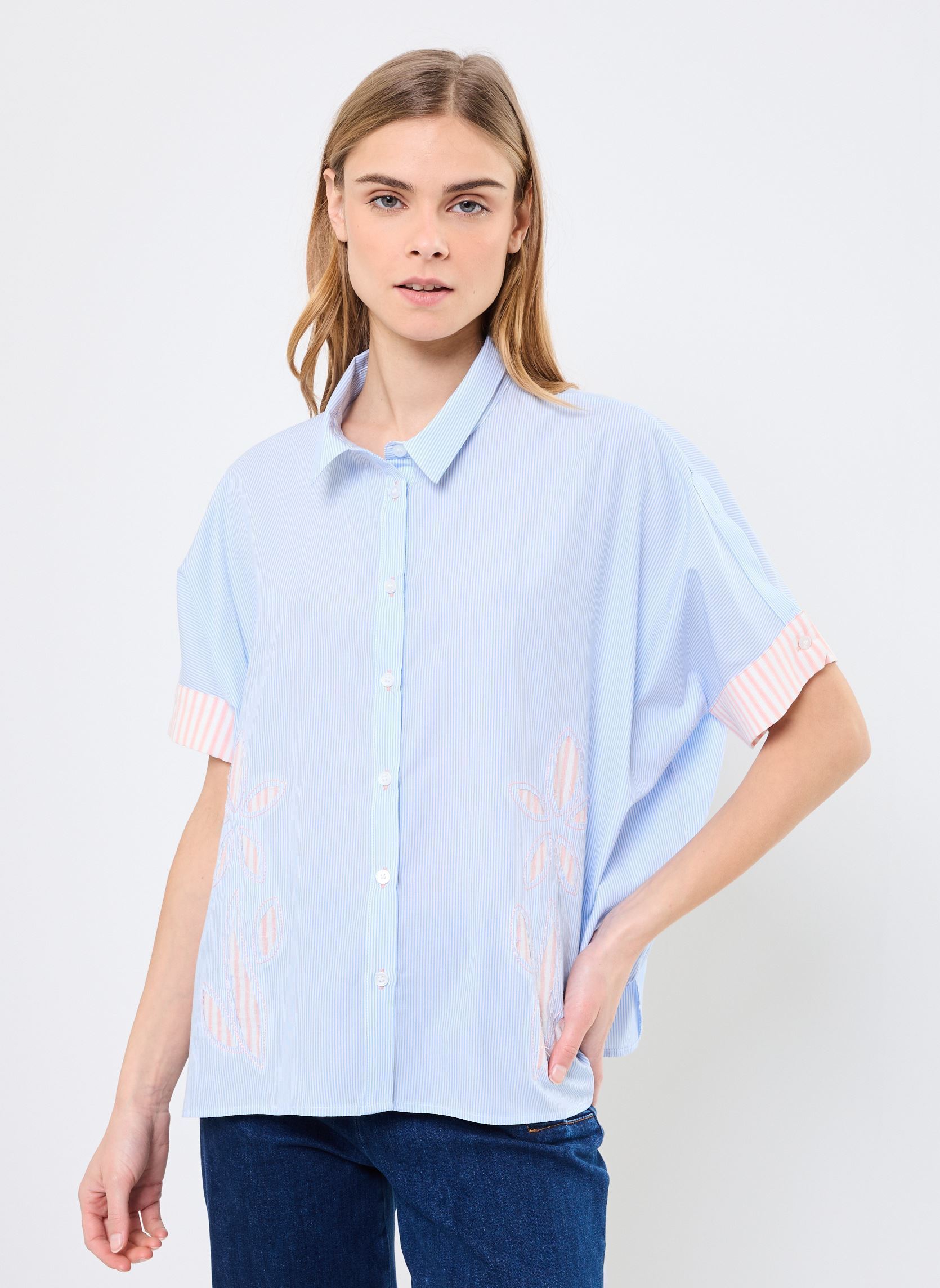 Chemises manches courtes Leinah femme bleu Orféo Chemises manches courtes Leinah femme bleu RAYURES BLEUES