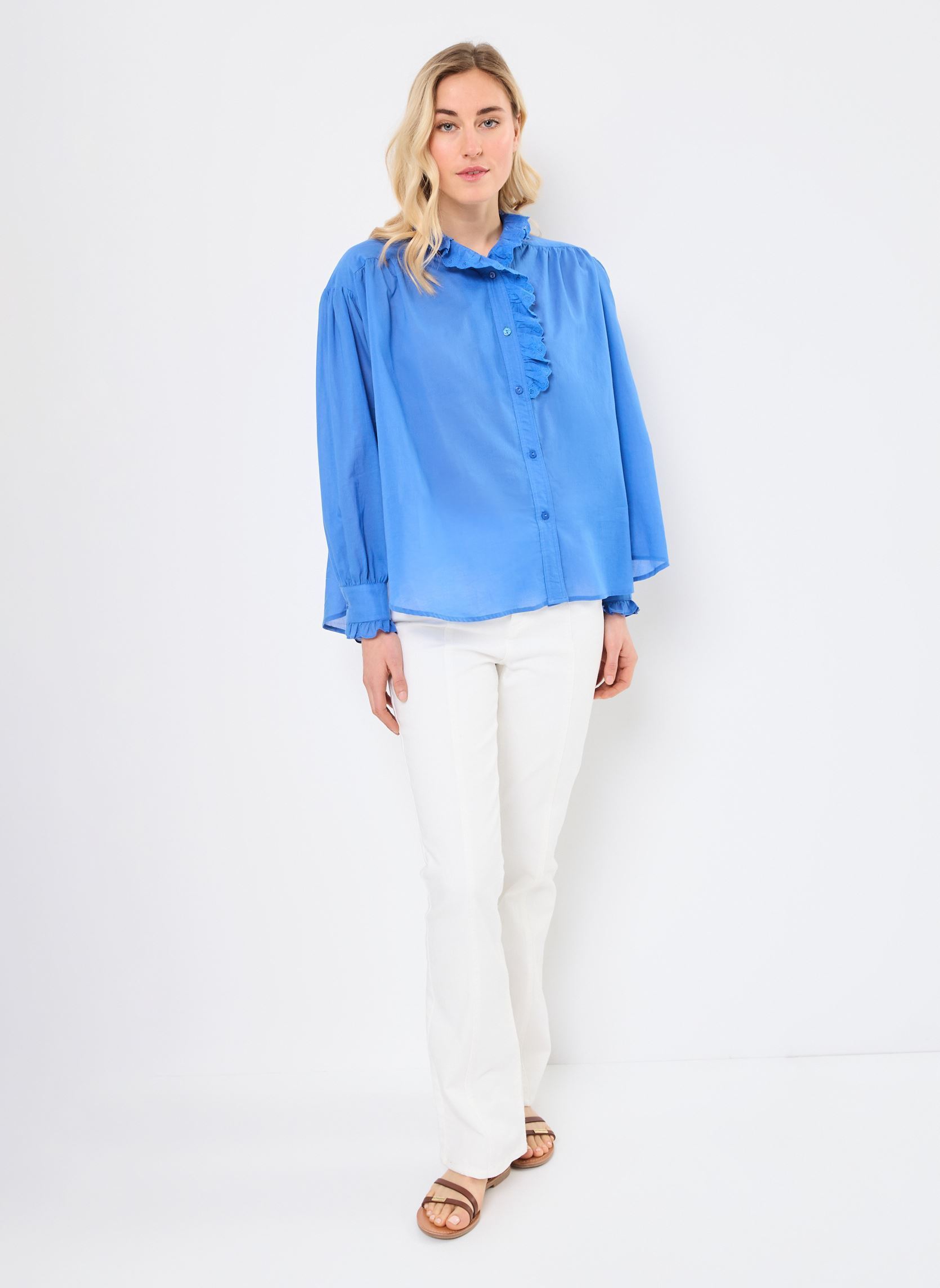 Korte mouw overhemden Alyxe dames blauw Orféo Korte mouw overhemden Alyxe dames blauw Bleu