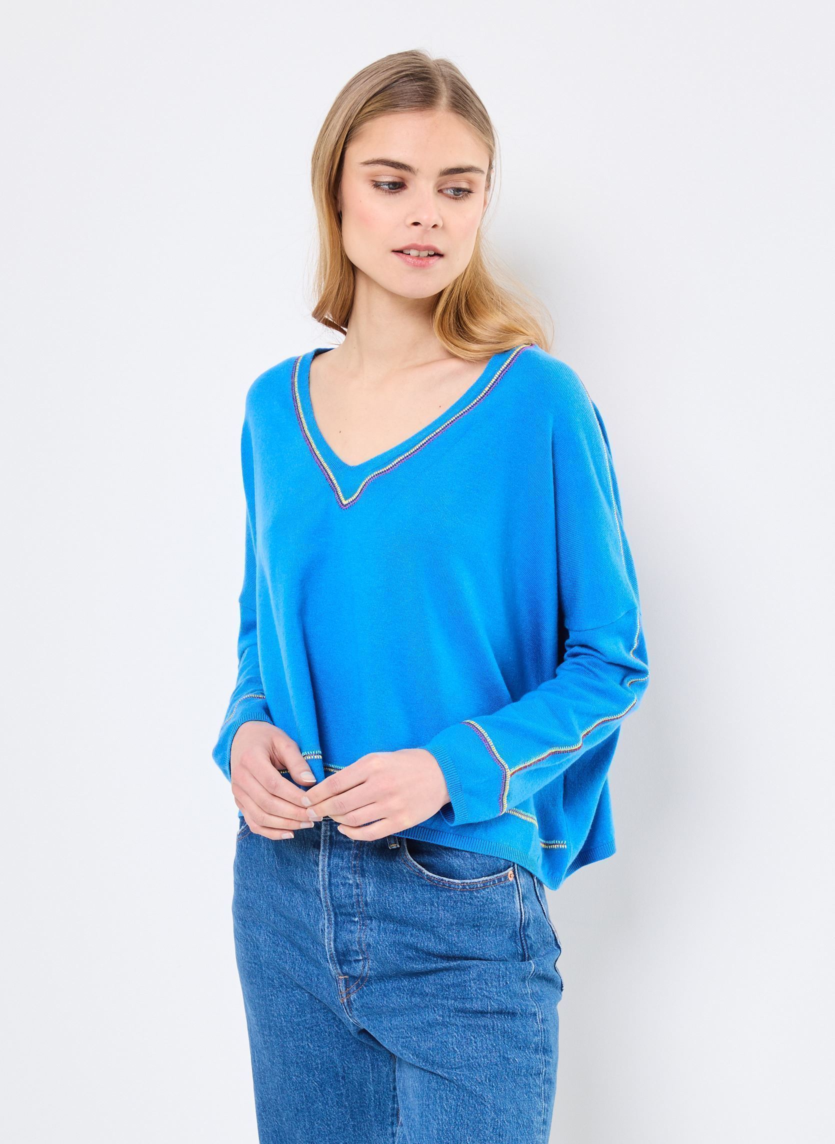 Pulls Leila femme bleu Orféo Pulls Leila femme bleu Bleu