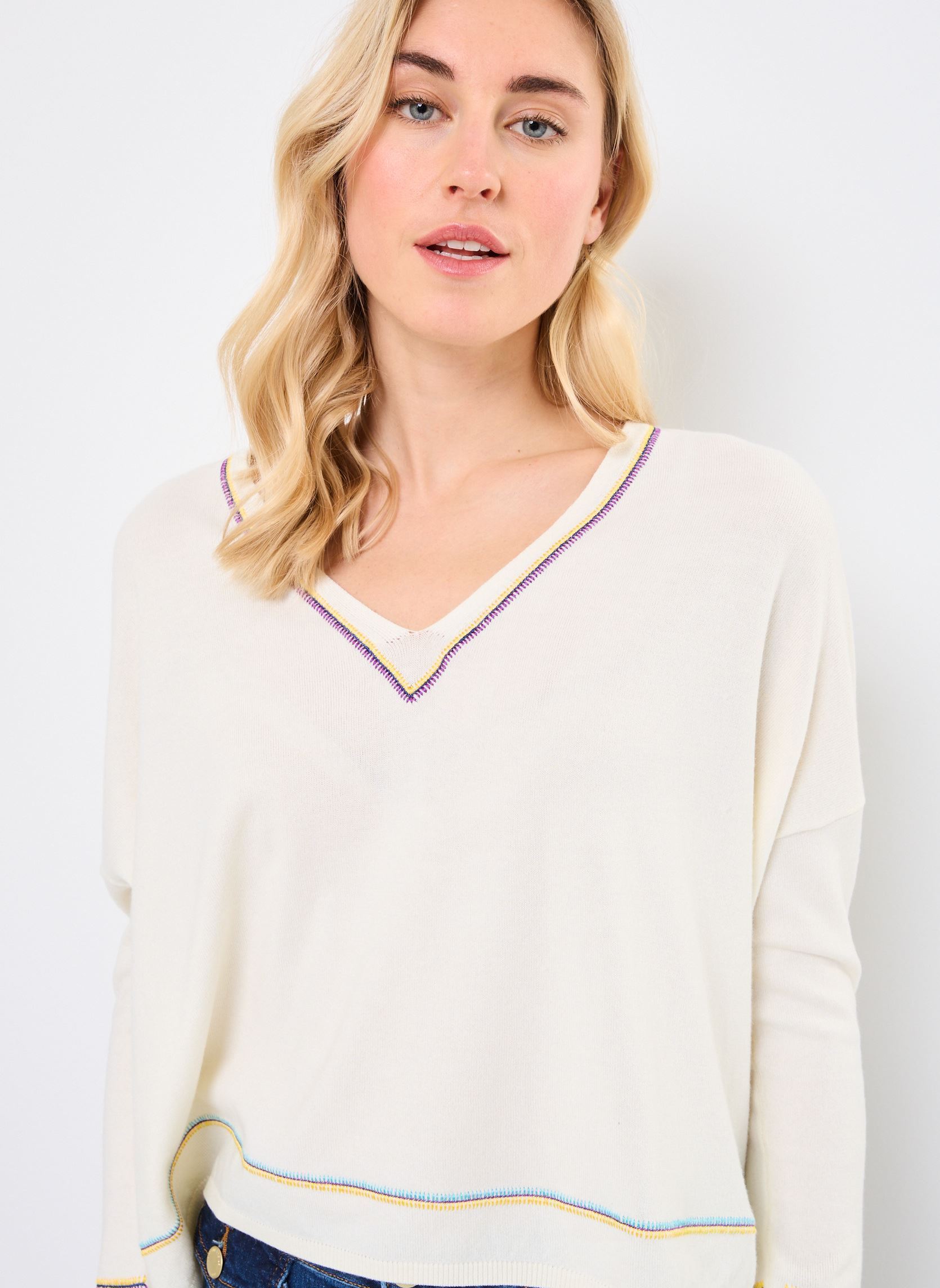Pulls Leila femme blanc Orféo Pulls Leila femme blanc Ecru