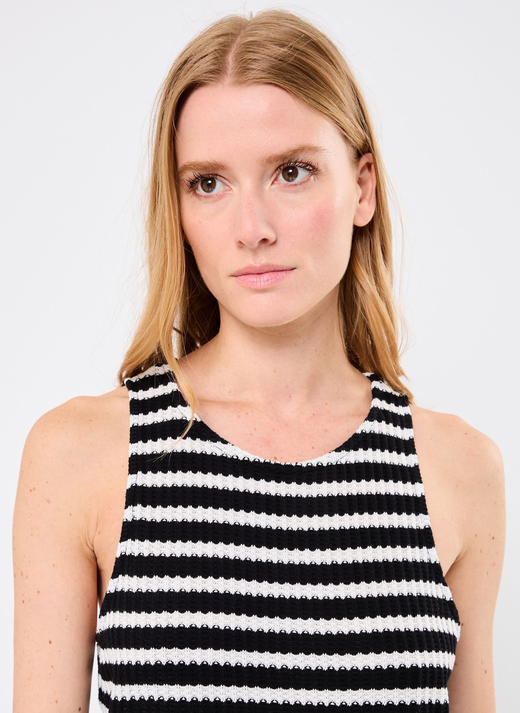 Tops TOP CROCHET mujer negro MADE BY Tops TOP CROCHET mujer negro IMP_RAYURE CROCHET ECRU_NOIR