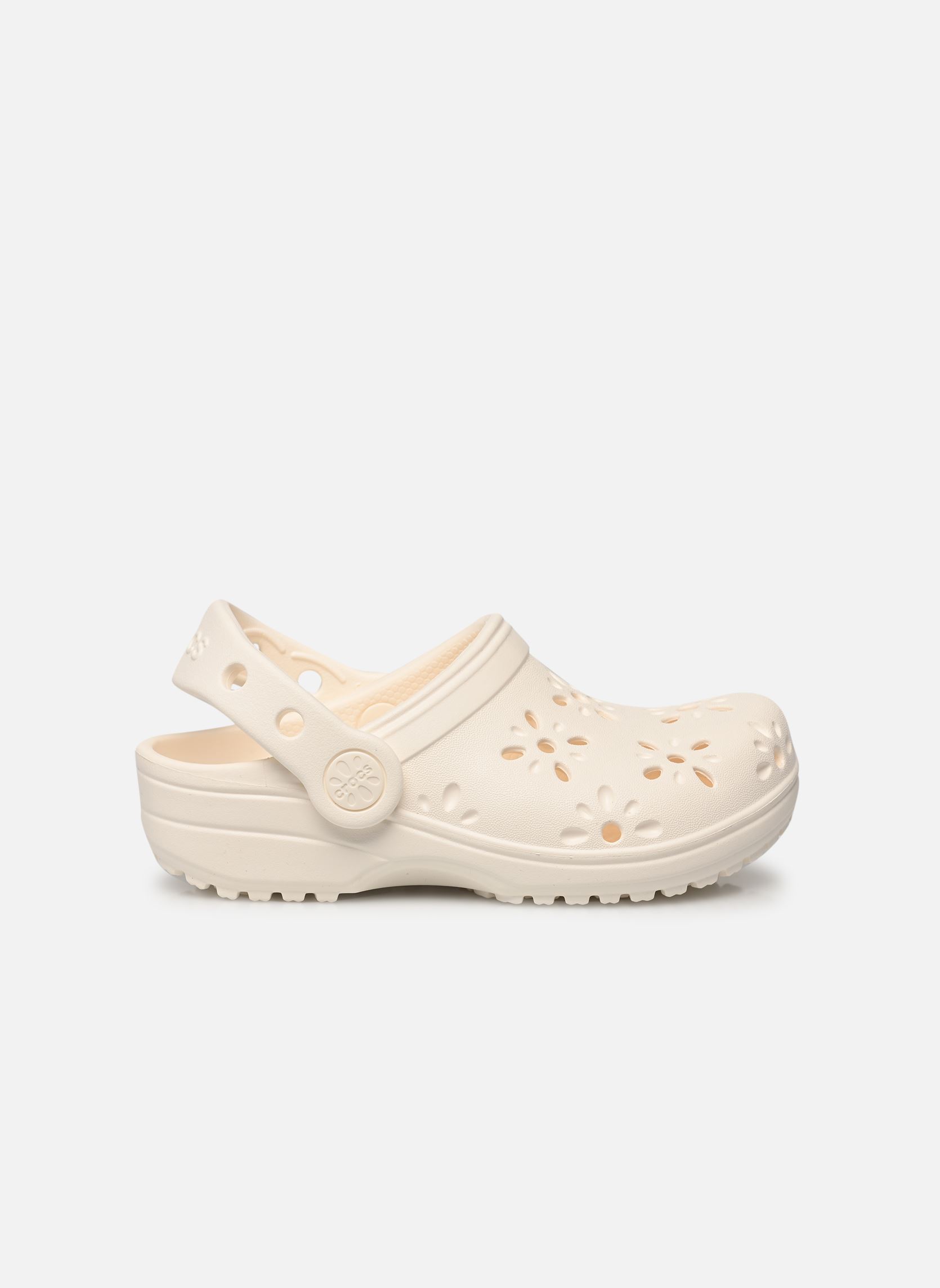 Pantoletten und Clogs Classic Floral Cut Out Clog K mädchen weiß Crocs Pantoletten und Clogs Classic Floral Cut Out Clog K mädchen weiß CHALK