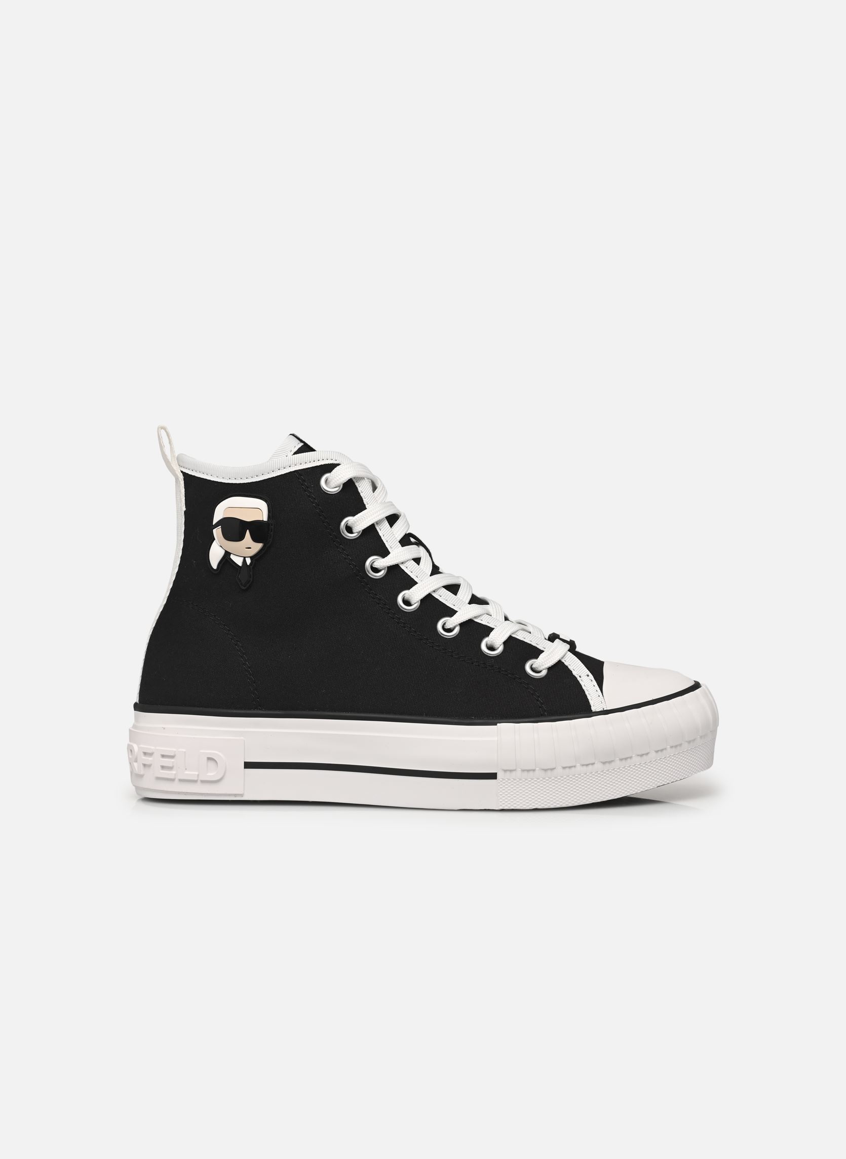 Baskets montantes KAMPUS MAX NFT Patch Hi Lace femme noir Karl Lagerfeld Baskets montantes KAMPUS MAX NFT Patch Hi Lace femme noir Black Canvas