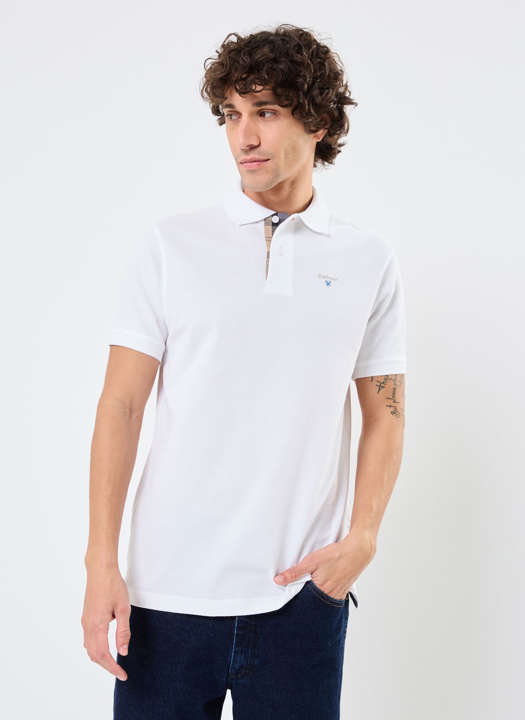 Polo a maniche corte TARTAN PIQUE POLO SHIRT uomo bianco Barbour Polo a maniche corte TARTAN PIQUE POLO SHIRT uomo bianco WHITE/DRESS