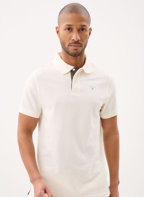 Barbour Polos manches courtes TARTAN PIQUE POLO SHIRT homme blanc