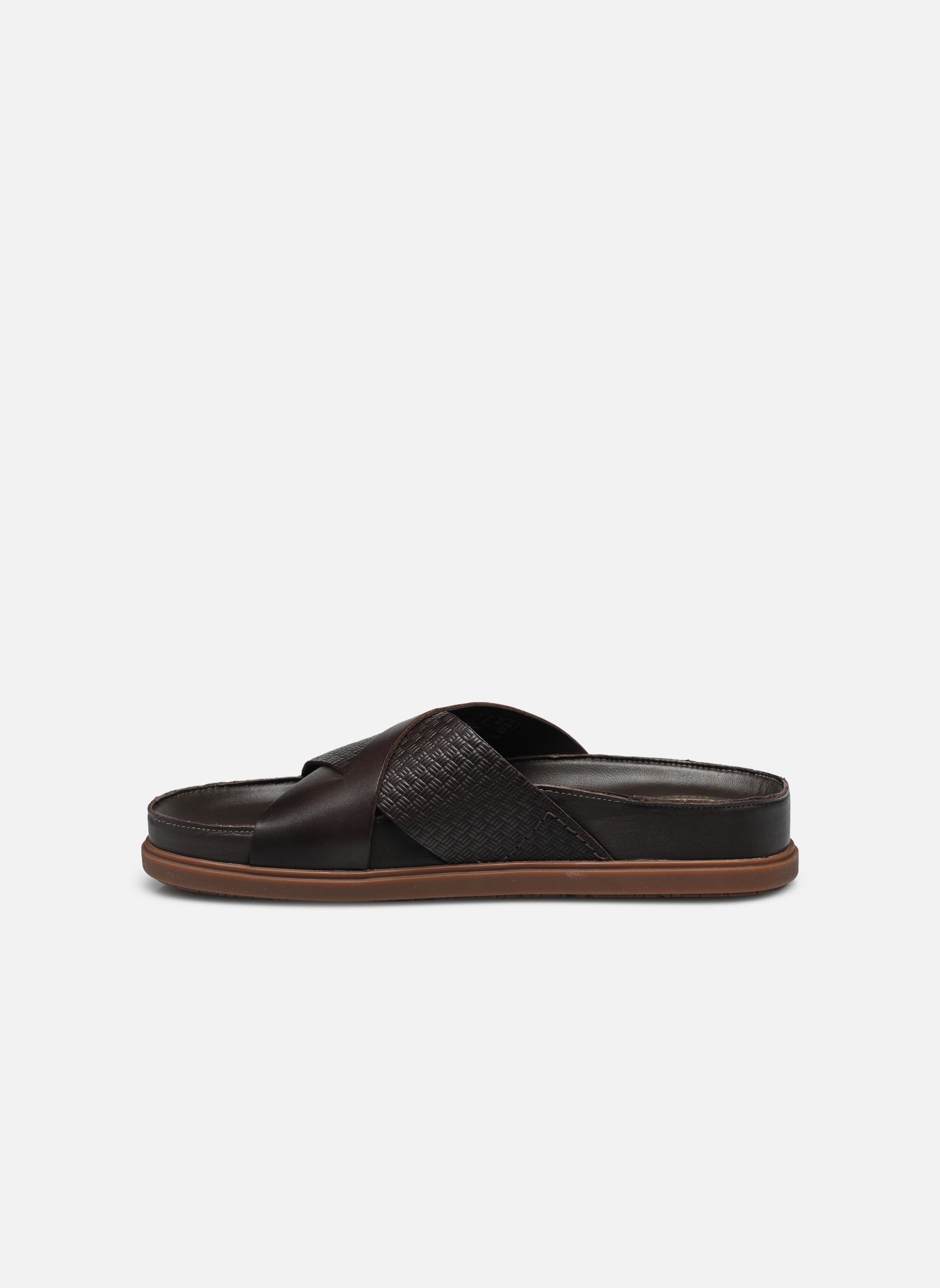Sandalias Planas de Cuero Marrón con Correa Torford para Hombre | Clarks