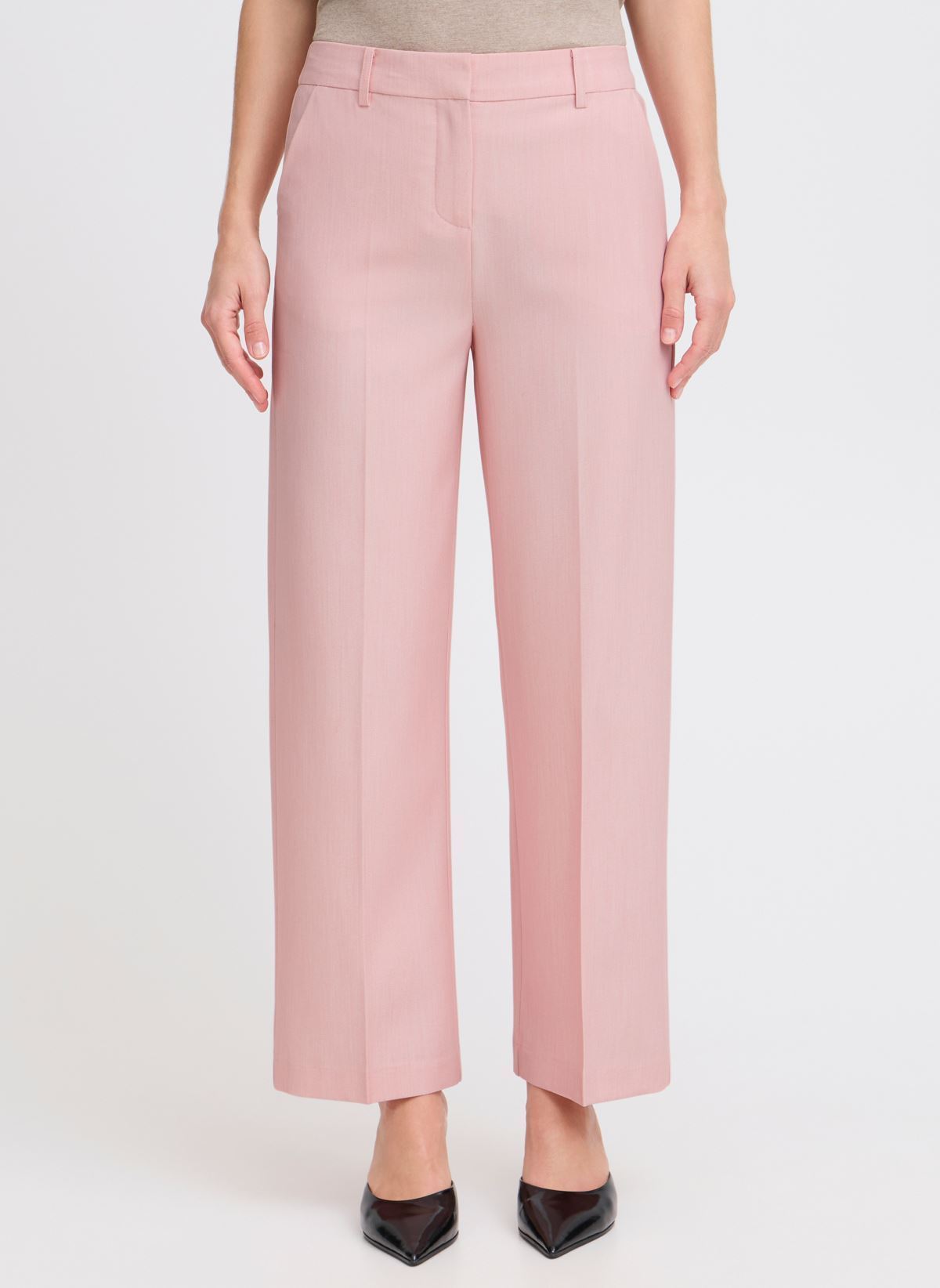Pantaloni larghi BYDANTA WIDE LEG PANTS 2 CROPPED donna rosa B-Young Pantaloni larghi BYDANTA WIDE LEG PANTS 2 CROPPED donna rosa Roseate Spoonbill Melange