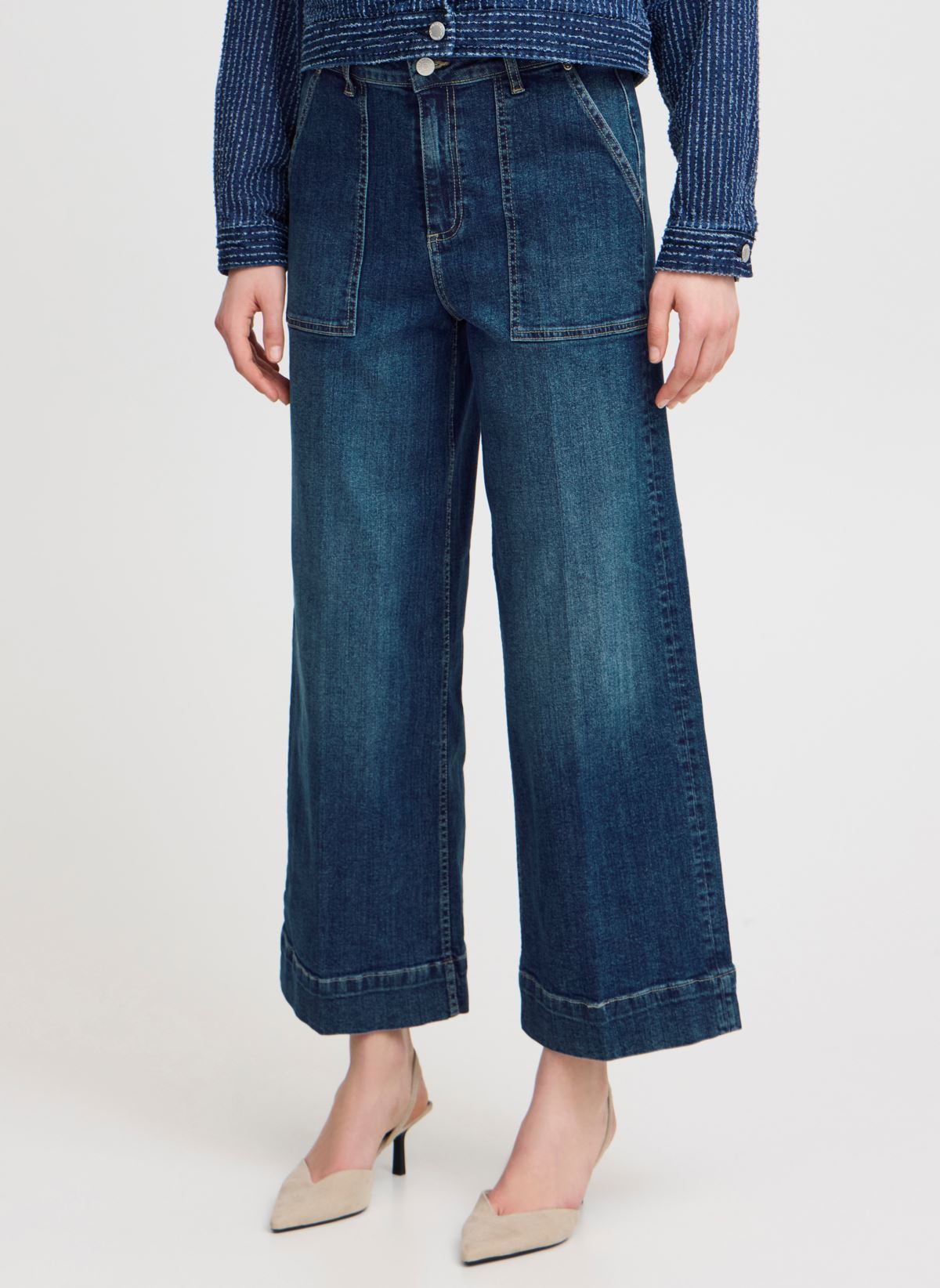 Wijde jeans / Flared Jeans BYKOMMA HW JEANS dames blauw B-Young Wijde jeans / Flared Jeans BYKOMMA HW JEANS dames blauw Mid Blue Denim