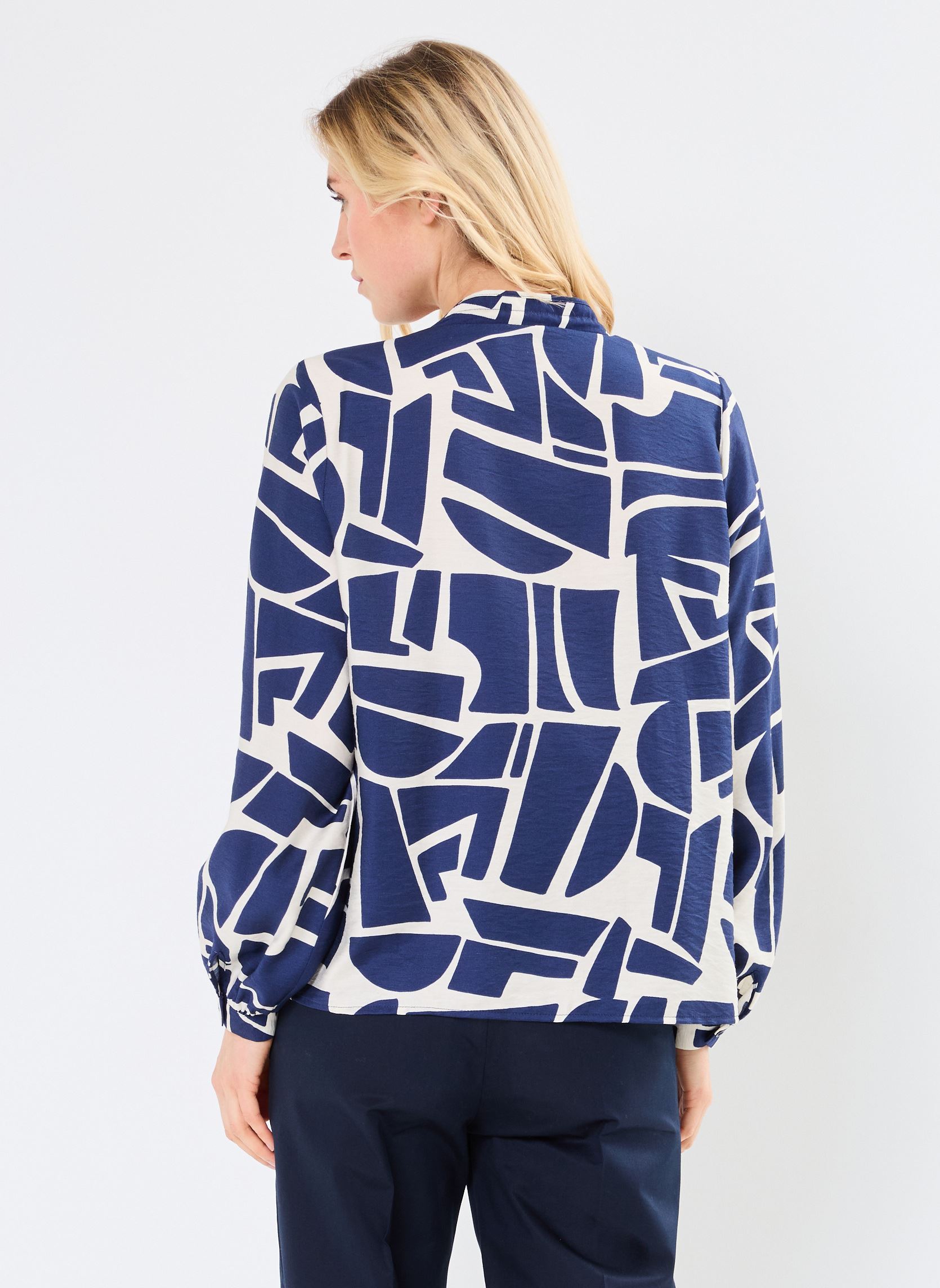 Bluse a maniche lunghe BYIHAMMA BLOUSE 2 donna blu B-Young Bluse a maniche lunghe BYIHAMMA BLOUSE 2 donna blu Med Blue Geo