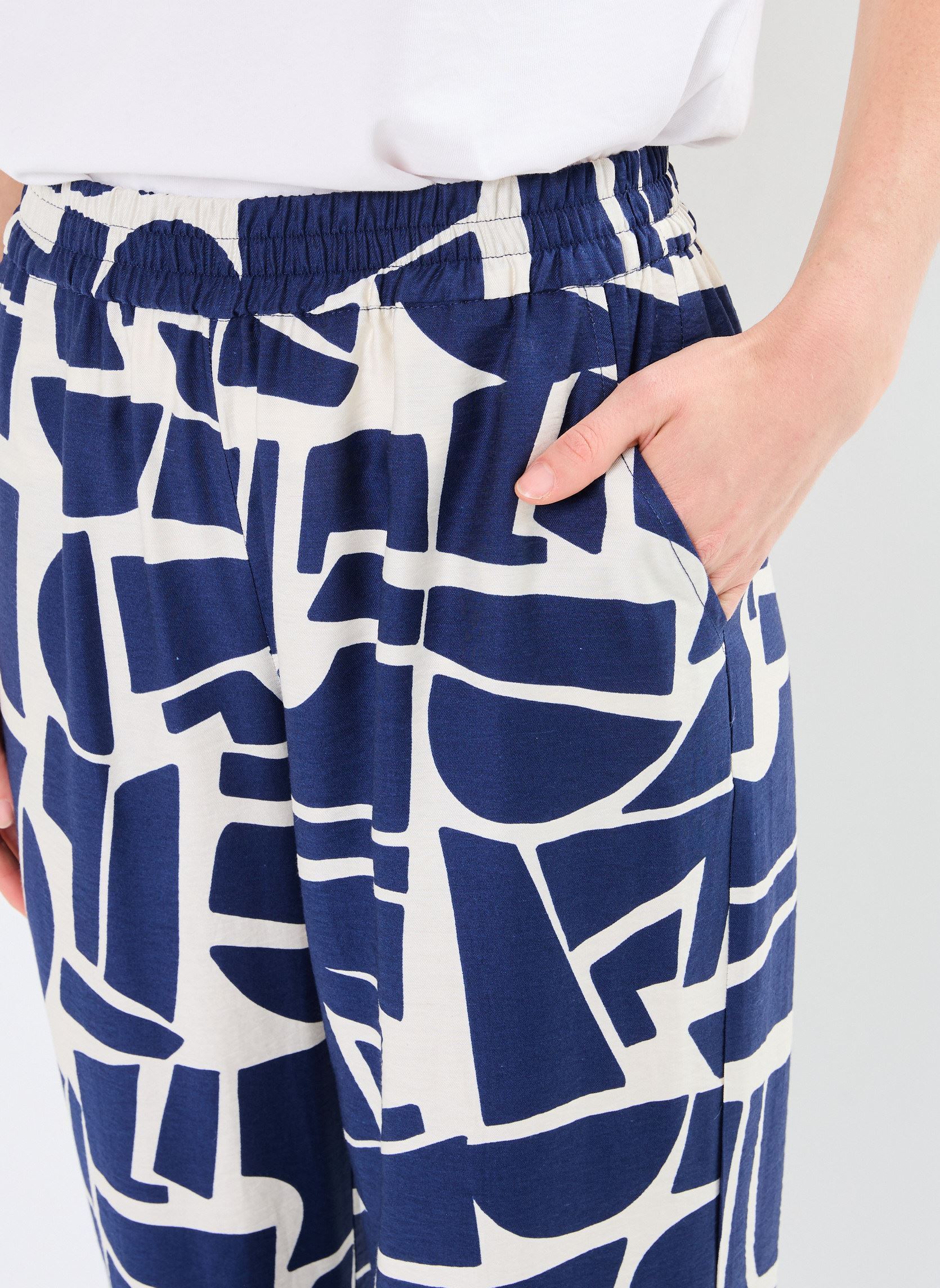 Pantalons larges BYIHAMMA PANTS femme bleu B-Young Pantalons larges BYIHAMMA PANTS femme bleu MED BLUE GEO