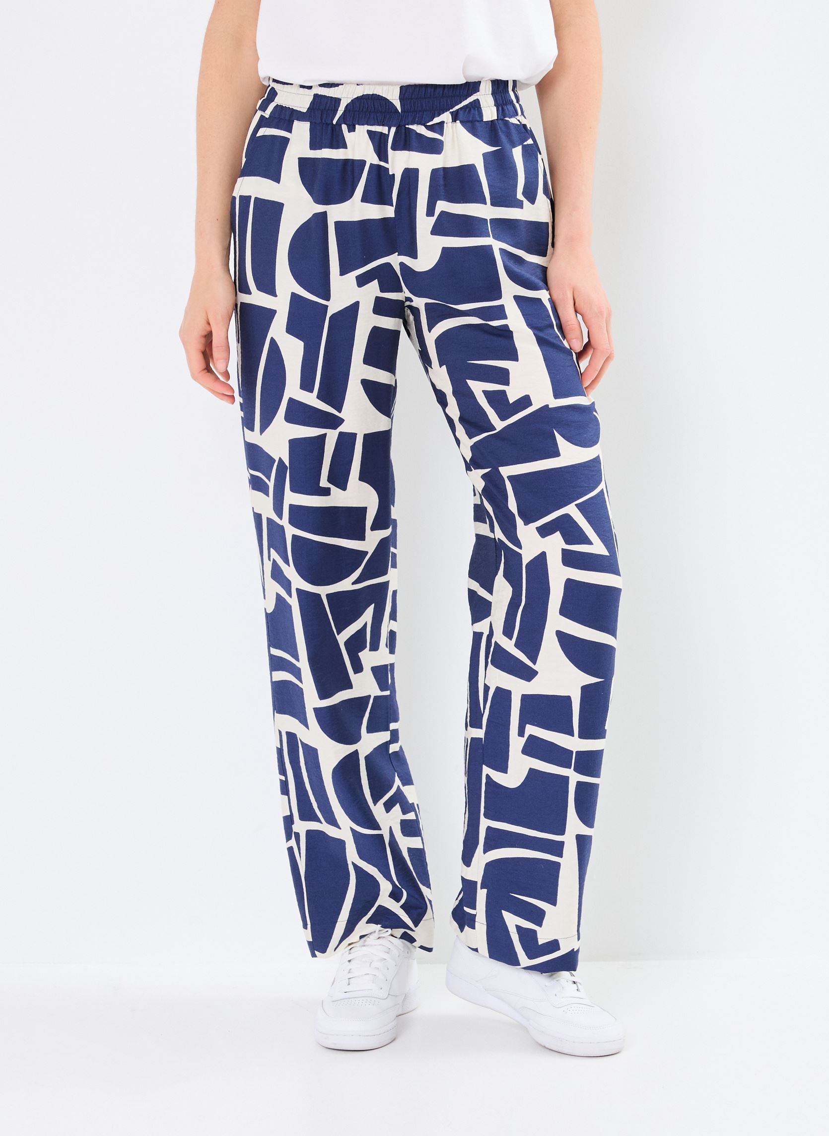 Pantalons larges BYIHAMMA PANTS femme bleu B-Young Pantalons larges BYIHAMMA PANTS femme bleu MED BLUE GEO