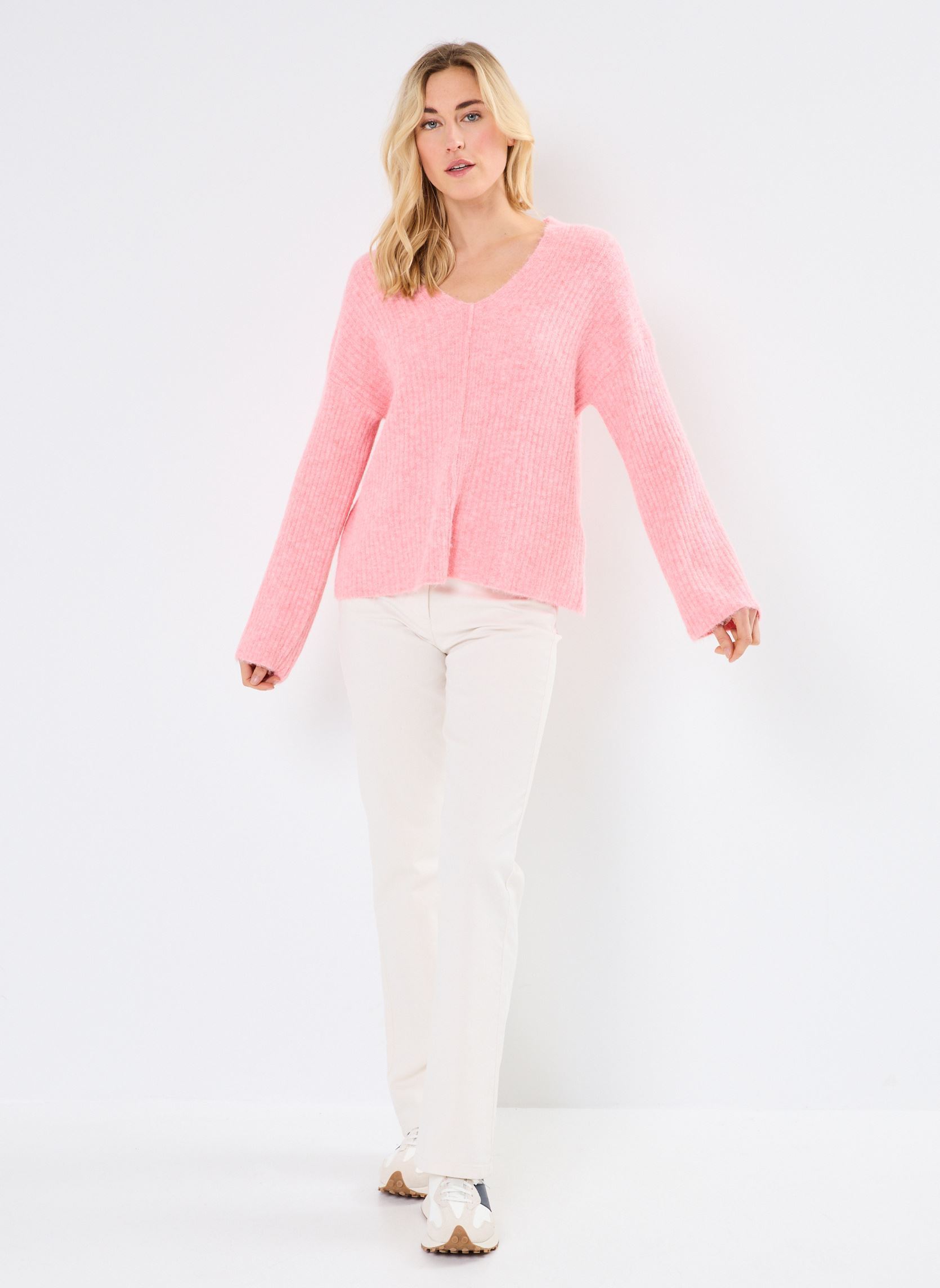 Pulls BYOMEA V-NECK JUMPER femme rose B-Young Pulls BYOMEA V-NECK JUMPER femme rose Porcelain Rose Melange