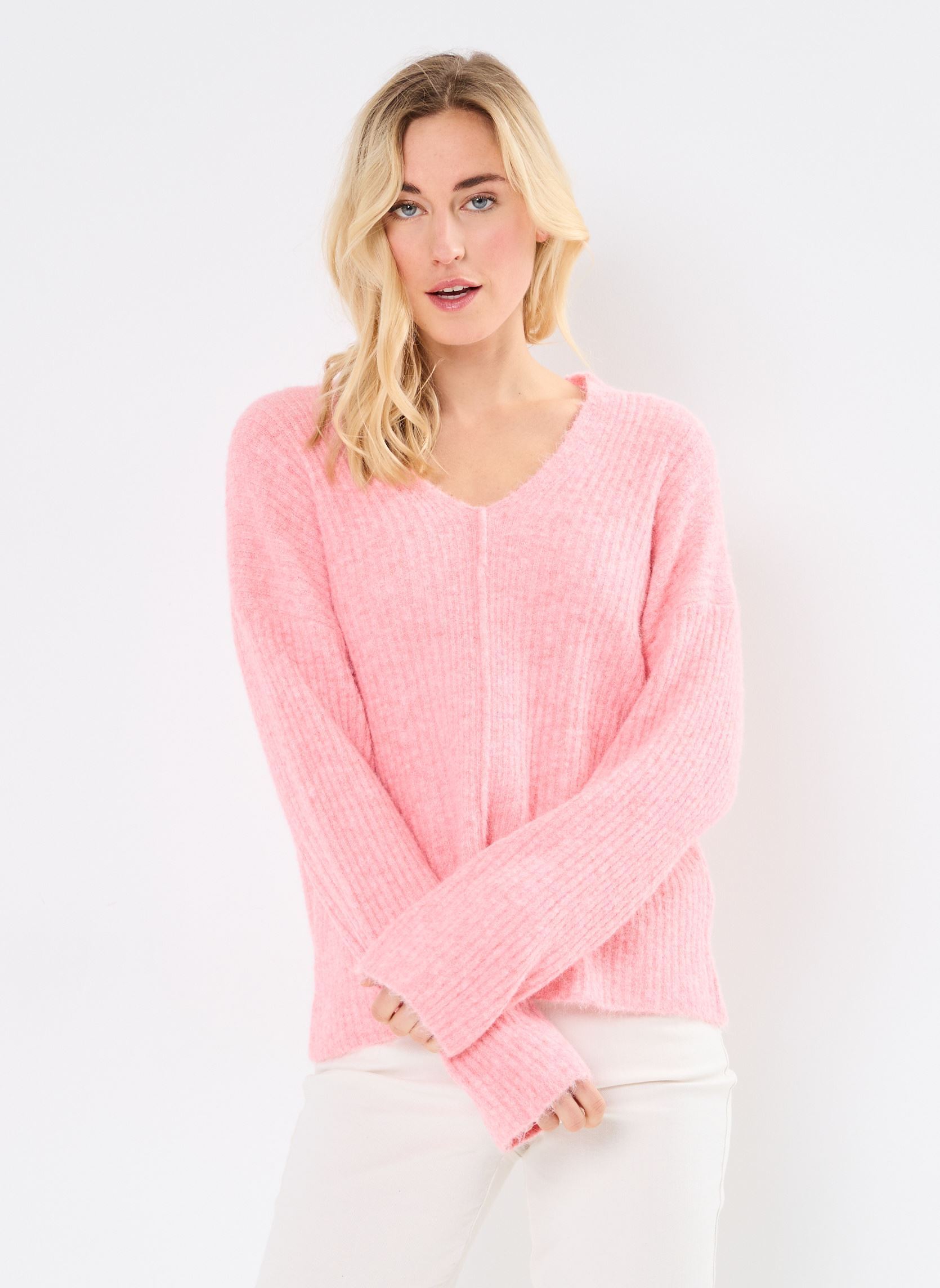 Pulls BYOMEA V-NECK JUMPER femme rose B-Young Pulls BYOMEA V-NECK JUMPER femme rose Porcelain Rose Melange