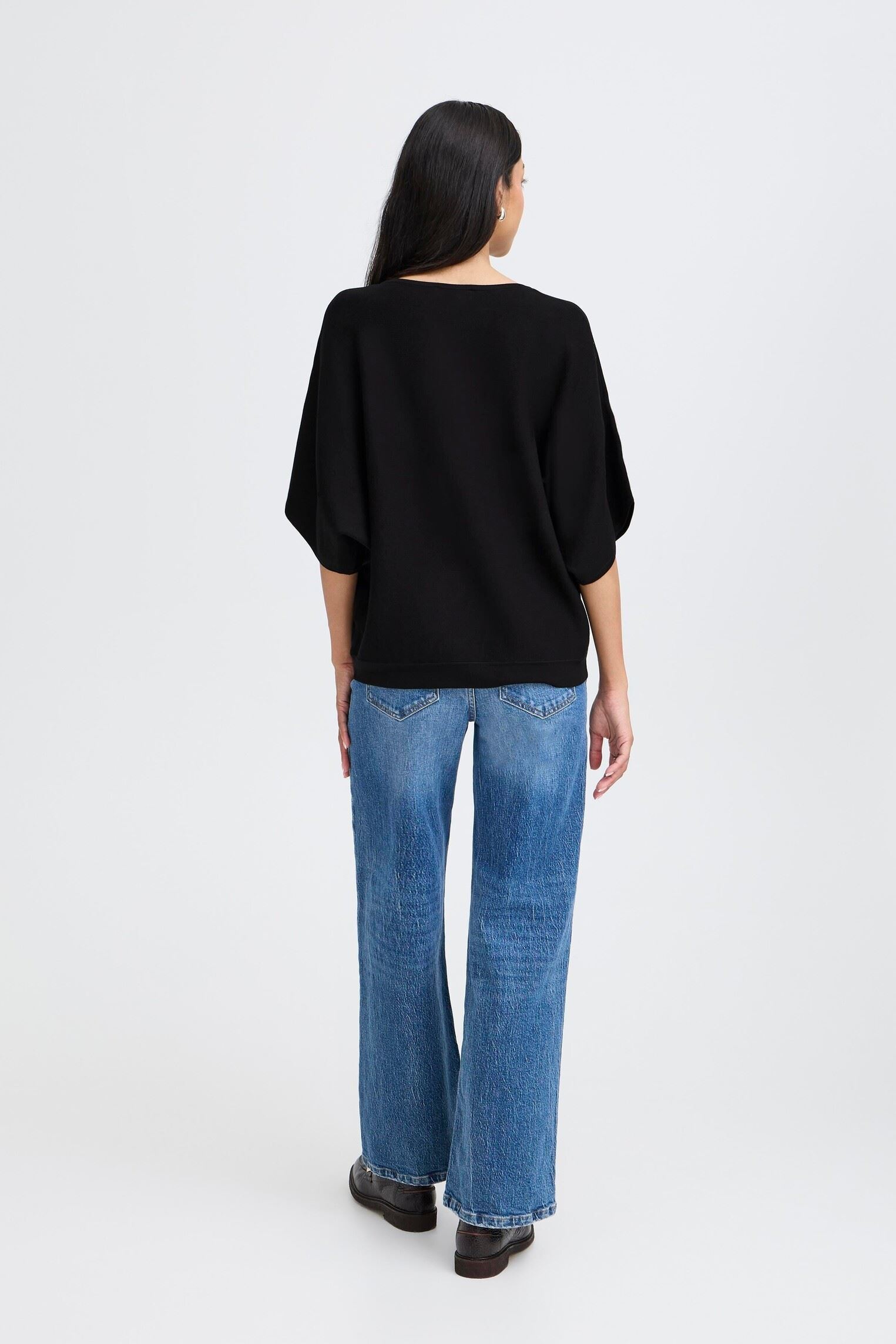 Pulls BYMMORLA VNECK SHORT SLEEVE femme noir B-Young Pulls BYMMORLA VNECK SHORT SLEEVE femme noir Black
