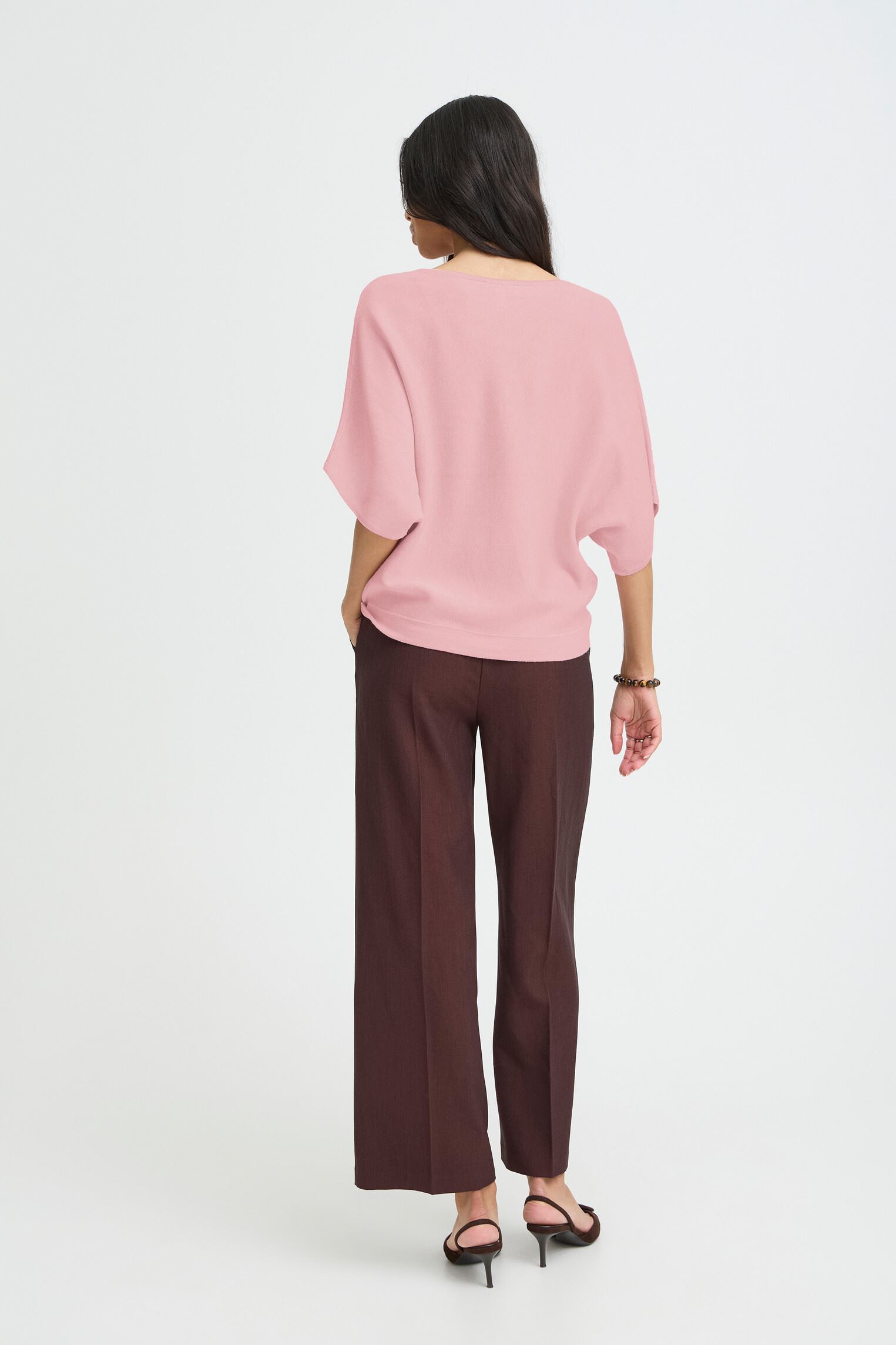 Pullover BYMMORLA VNECK SHORT SLEEVE damen rosa B-Young Pullover BYMMORLA VNECK SHORT SLEEVE damen rosa Parfait Pink Melange