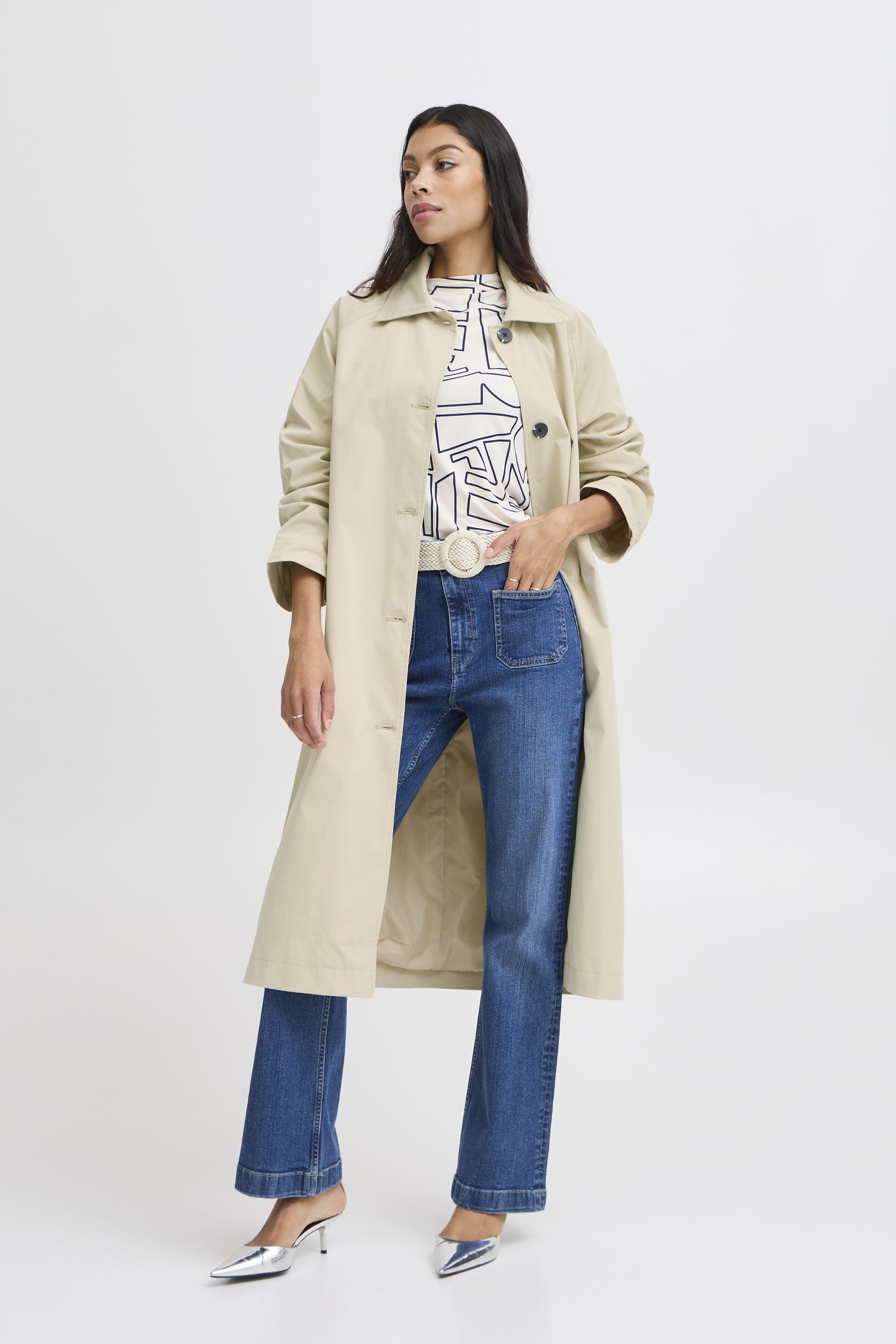 Manteaux BYAMONA LONG COAT femme beige B-Young Manteaux BYAMONA LONG COAT femme beige Humus