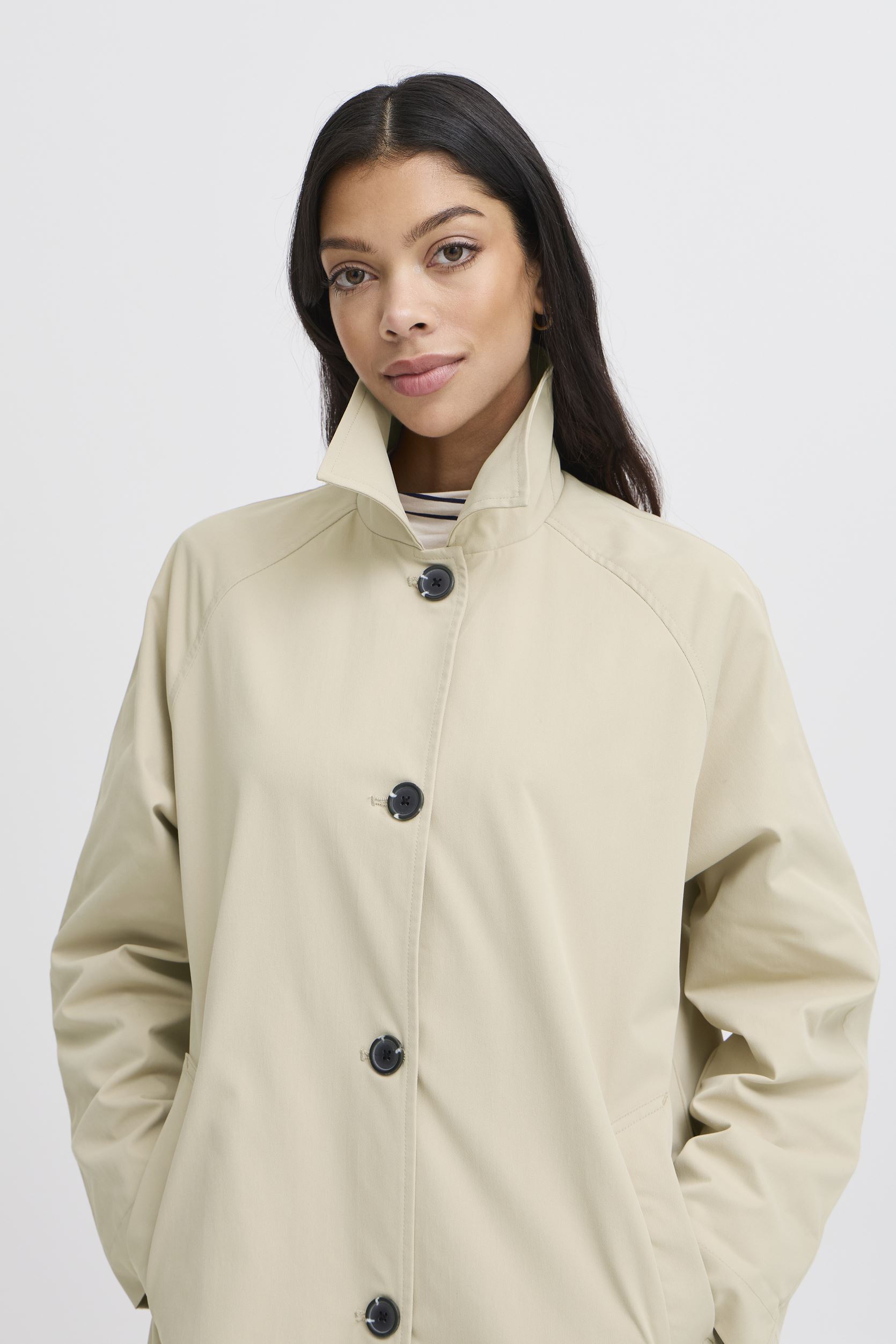 Manteaux BYAMONA LONG COAT femme beige B-Young Manteaux BYAMONA LONG COAT femme beige Humus