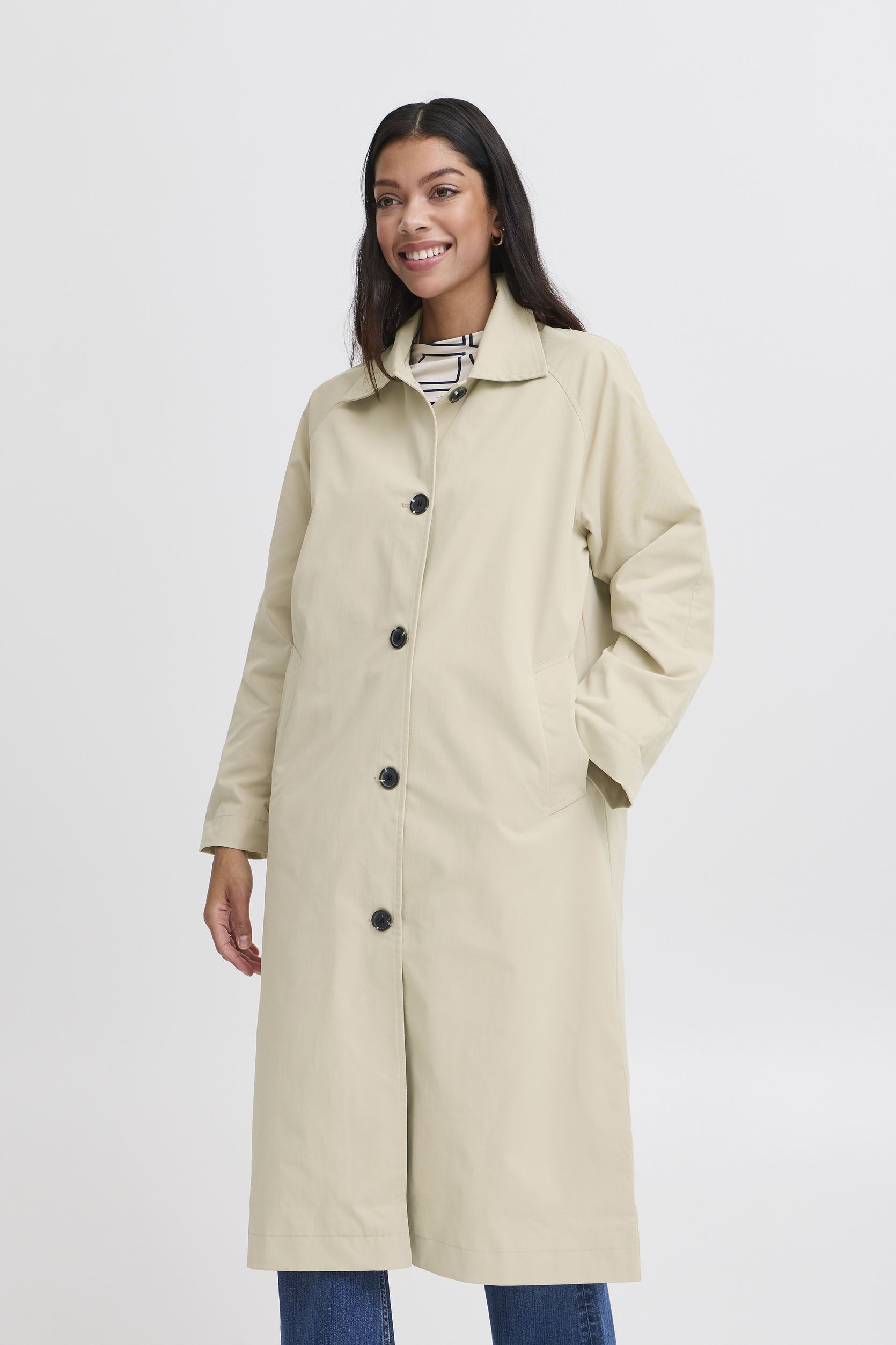 Manteaux BYAMONA LONG COAT femme beige B-Young Manteaux BYAMONA LONG COAT femme beige Humus