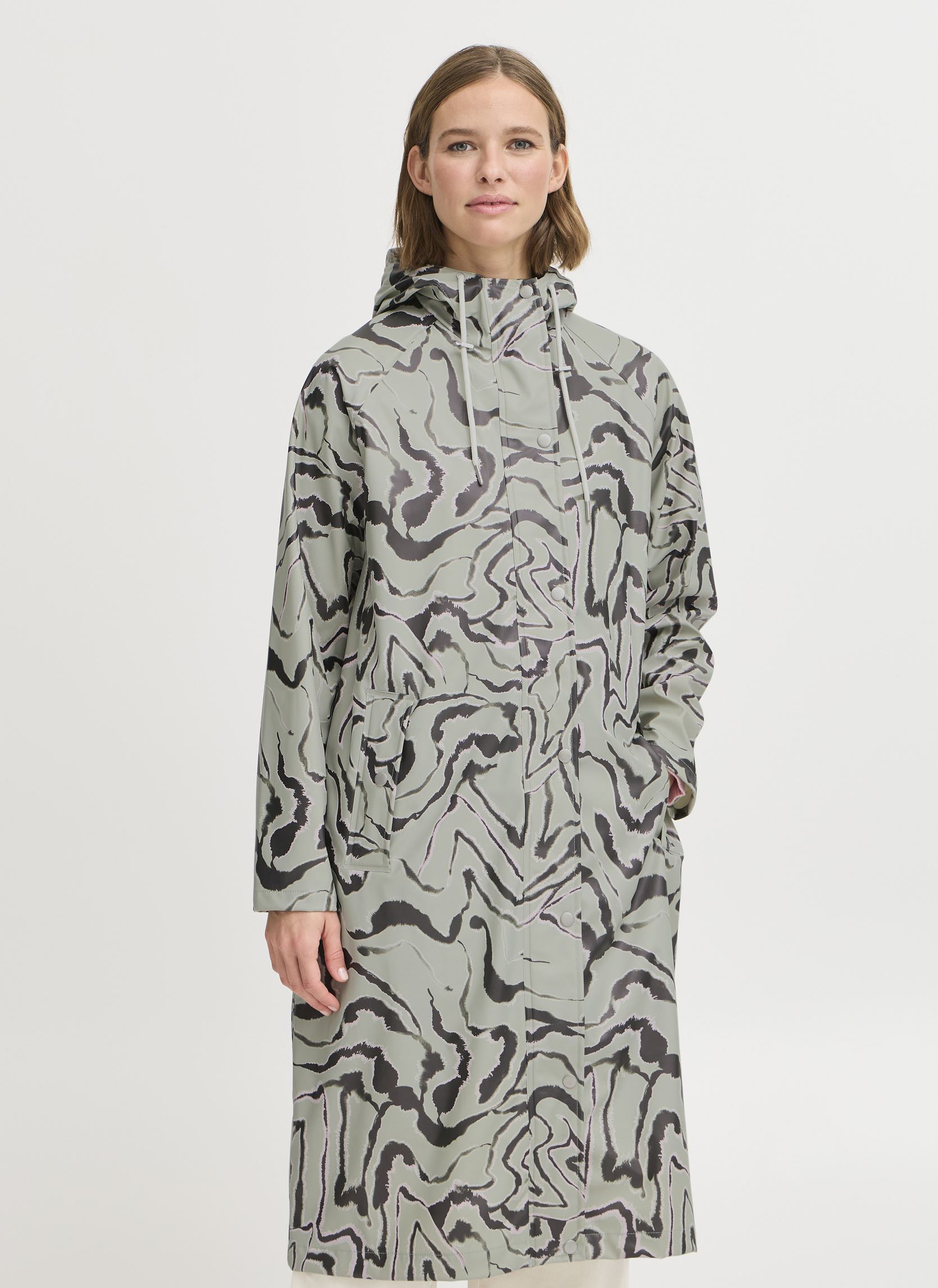 Mantels BYAVAN AOP COAT dames beige B-Young Mantels BYAVAN AOP COAT dames beige Tea Abstract Animal