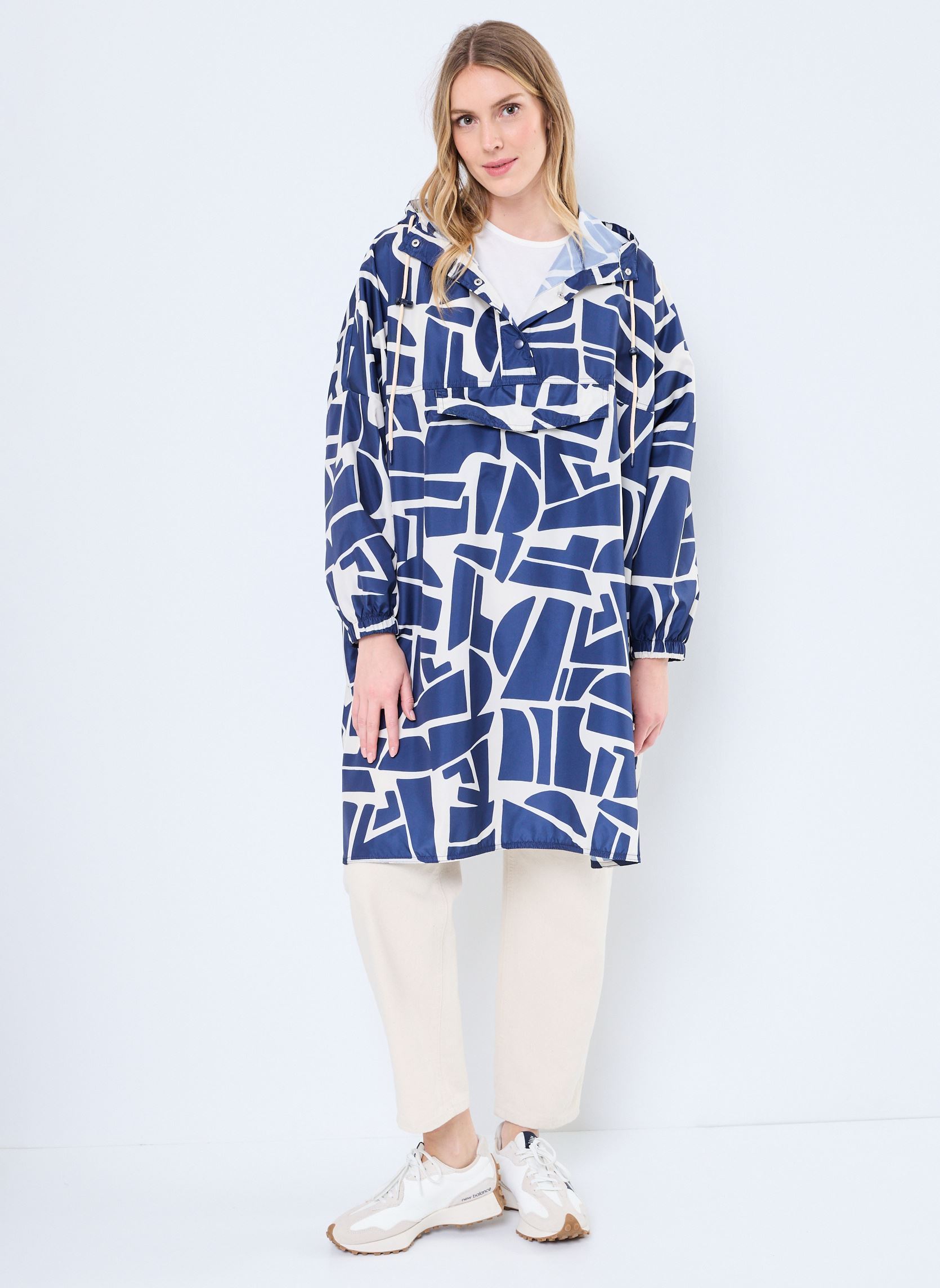Manteaux classiques BYASKA CAPE femme bleu B-Young Manteaux classiques BYASKA CAPE femme bleu Med Blue Geo