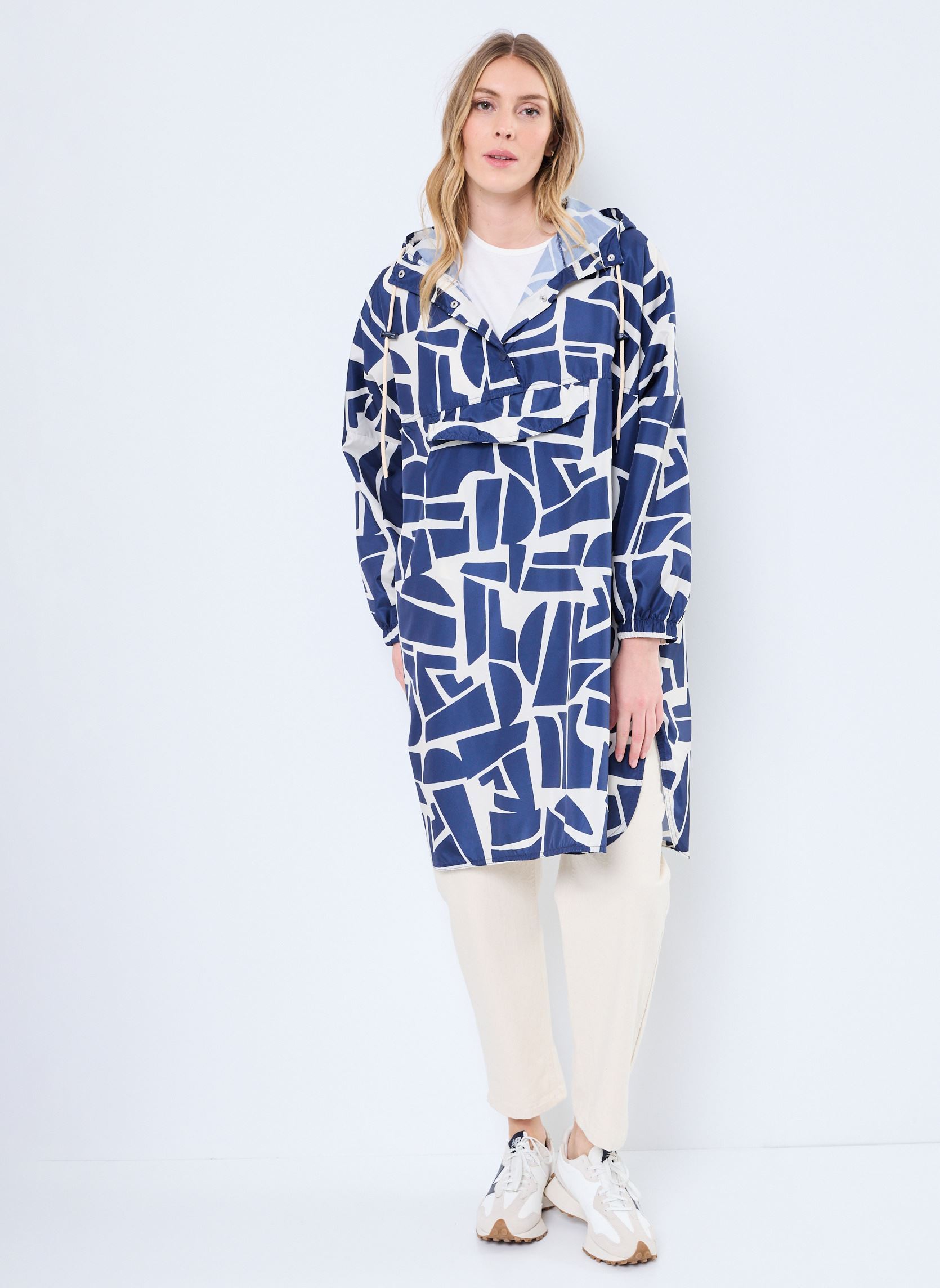 Manteaux classiques BYASKA CAPE femme bleu B-Young Manteaux classiques BYASKA CAPE femme bleu Med Blue Geo