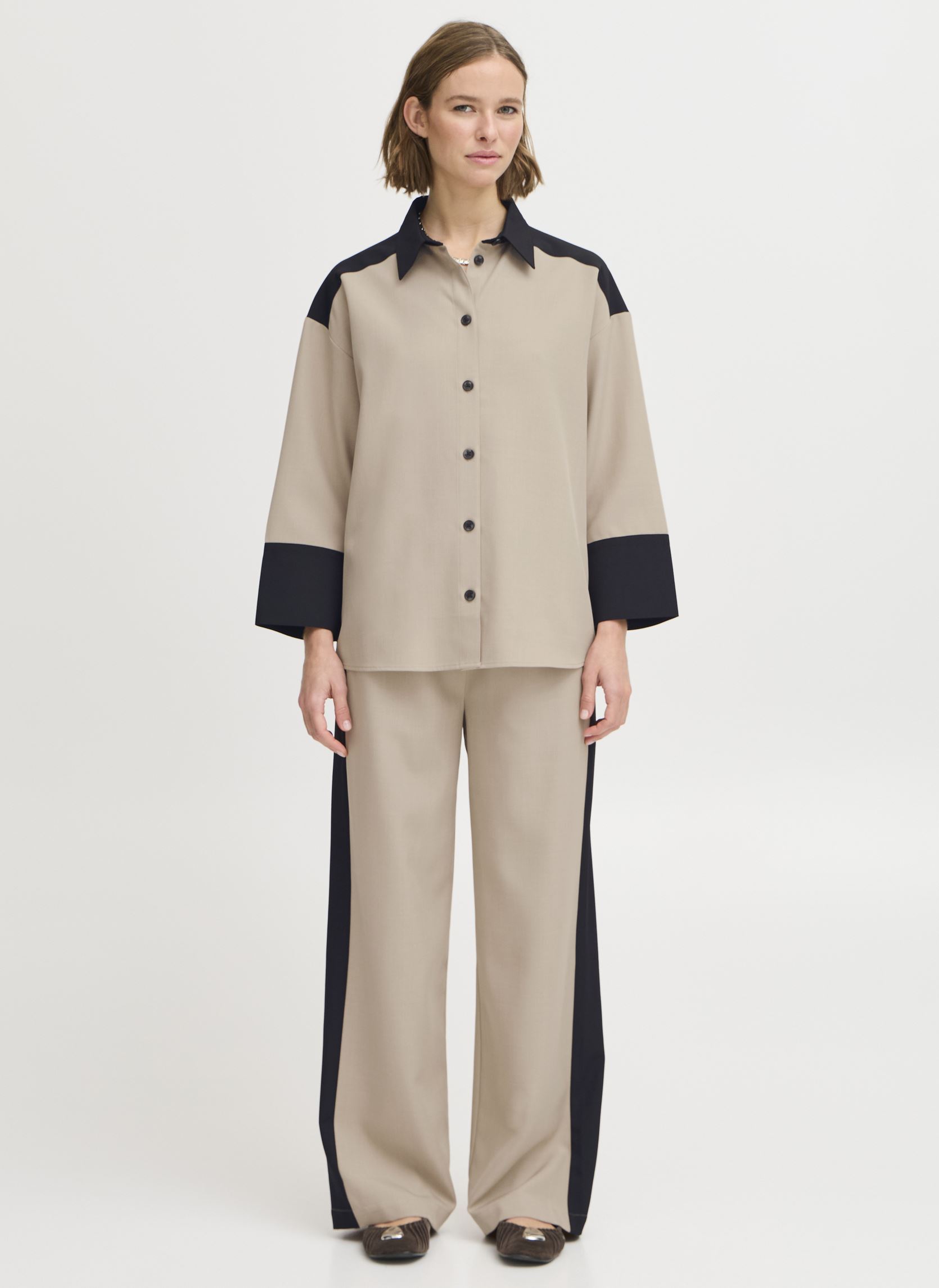 Chemises manches longues BYIDDE SHIRT femme beige B-Young Chemises manches longues BYIDDE SHIRT femme beige Humus Mix