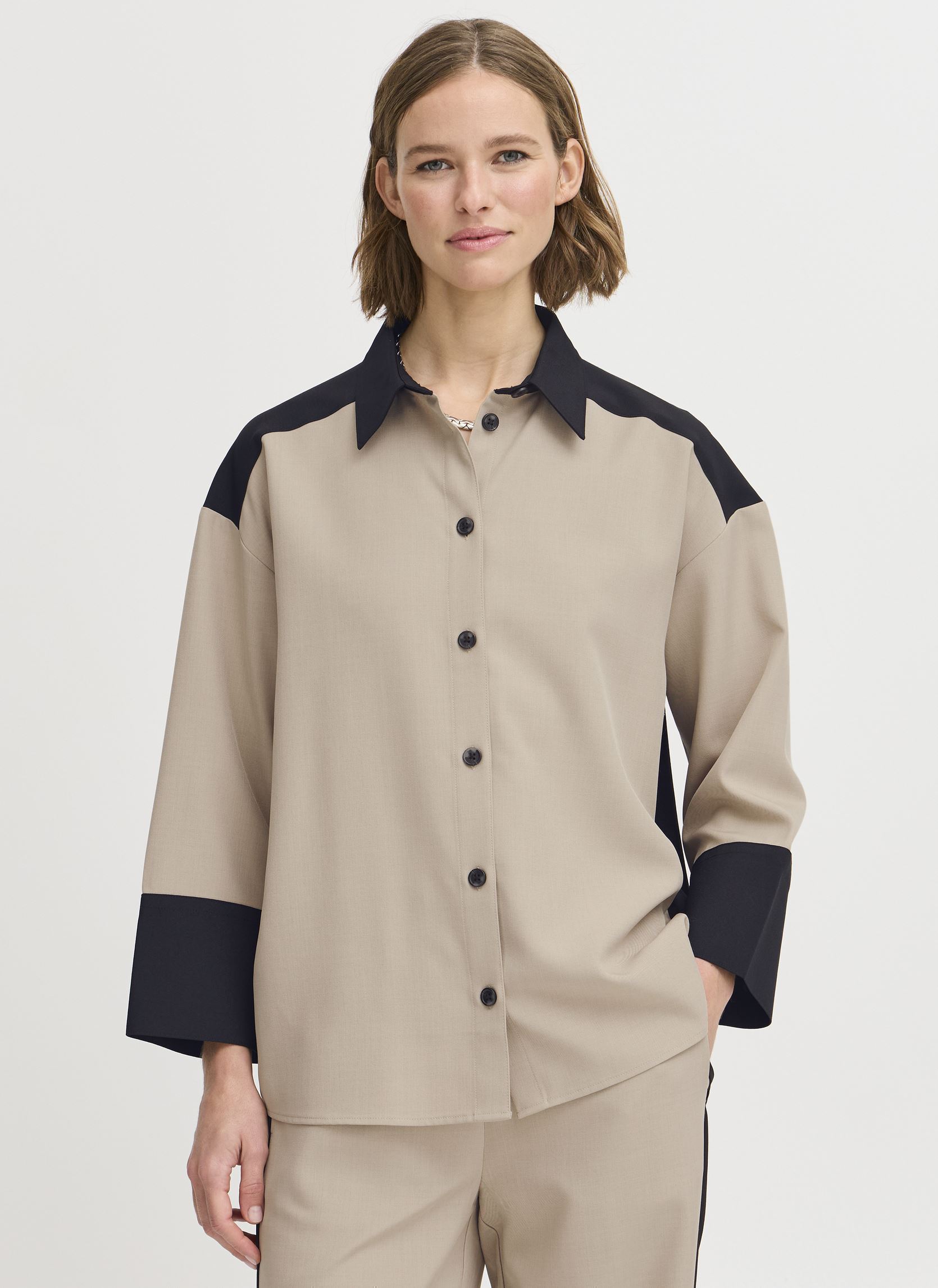 Chemises manches longues BYIDDE SHIRT femme beige B-Young Chemises manches longues BYIDDE SHIRT femme beige Humus Mix