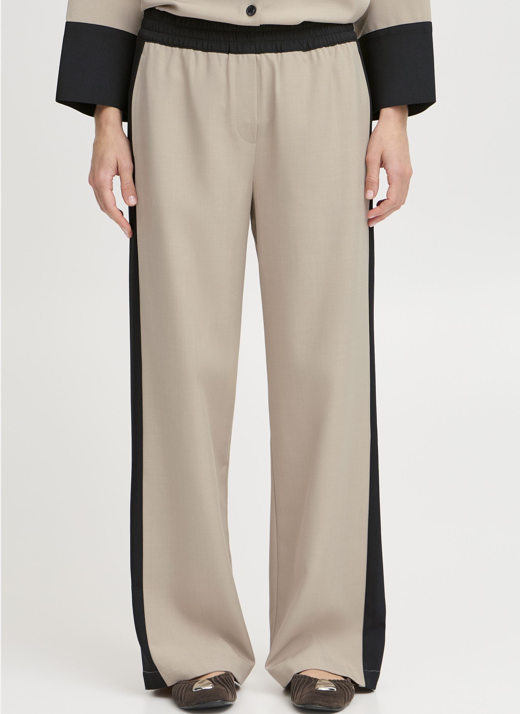 Pantalons larges BYIDDE PANTS femme beige B-Young Pantalons larges BYIDDE PANTS femme beige Humus Mix