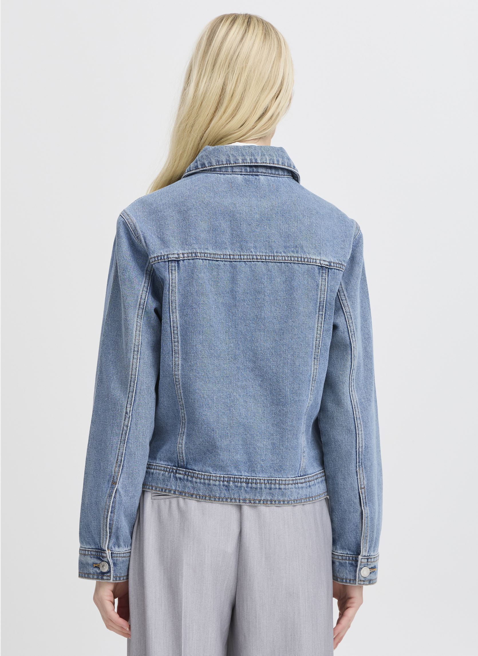 Vestes en jean BYKERINA JACKET femme bleu B-Young Vestes en jean BYKERINA JACKET femme bleu MID BLUE DENIM